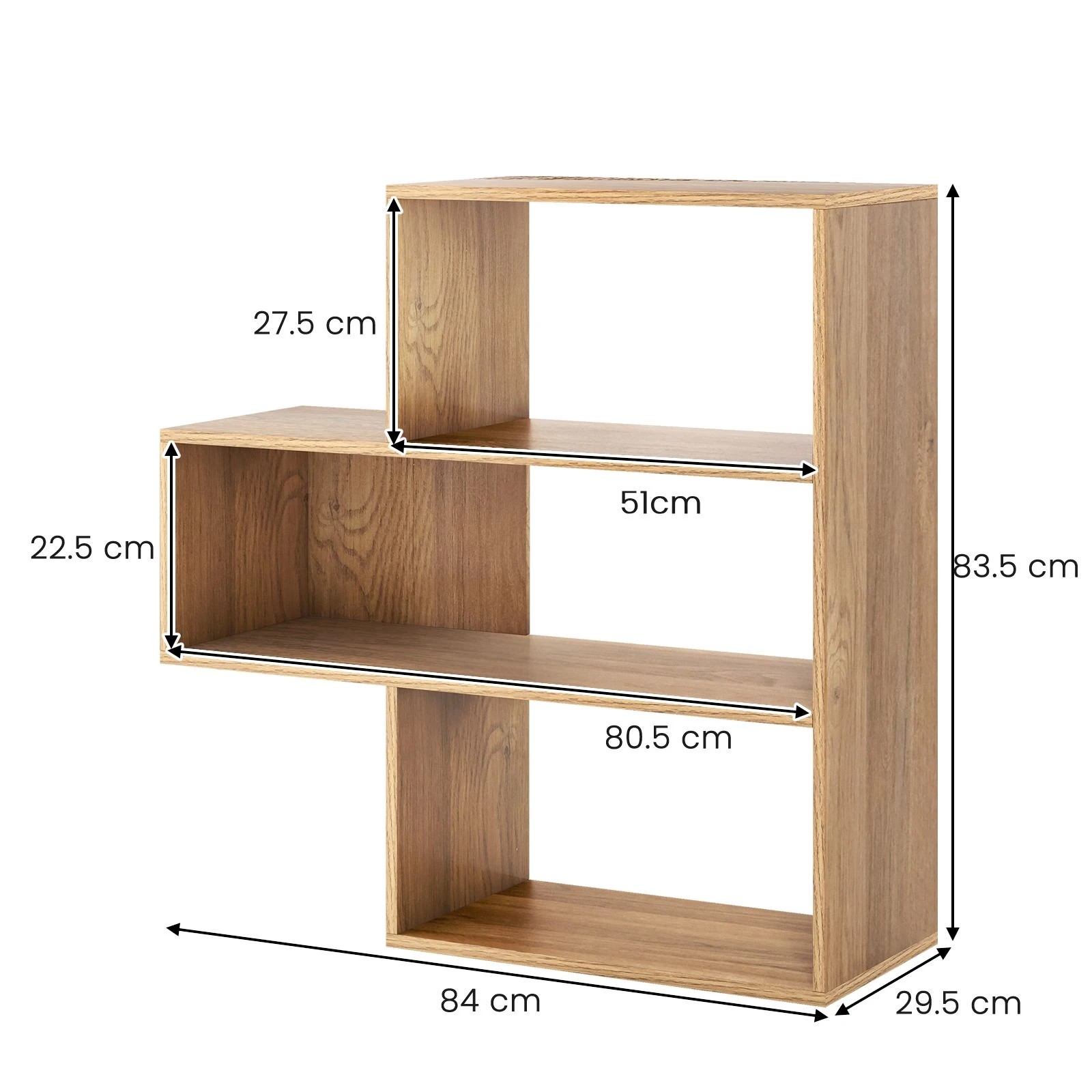 3 Costway 3-Shelf Open Bookcase Convex Display Bookshelf Home Office Storage Organizer - Natural, 3 of 4