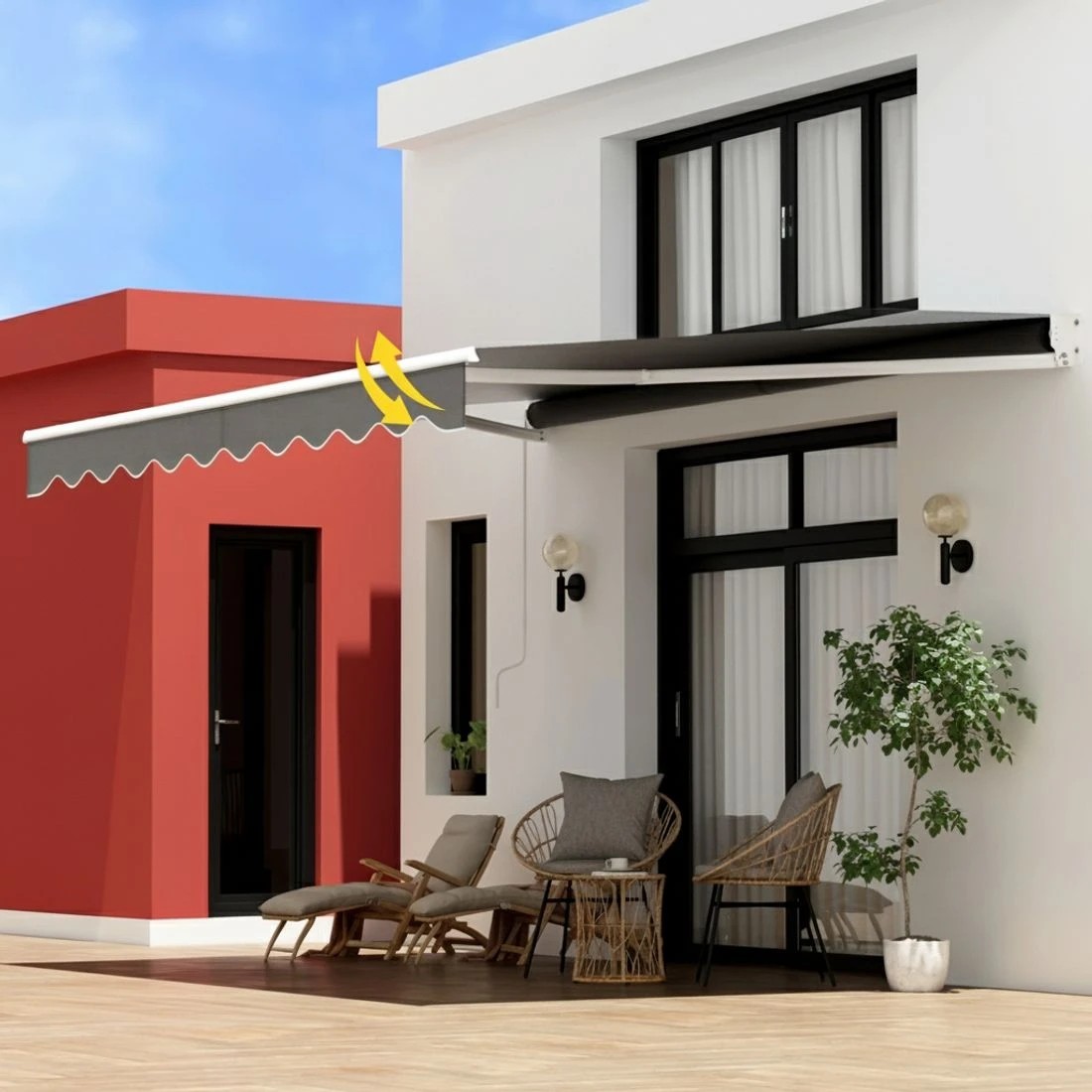 5 Instahut Retractable Folding Arm Awning Manual Sunshade 4Mx2.5M - Grey, 5 of 6