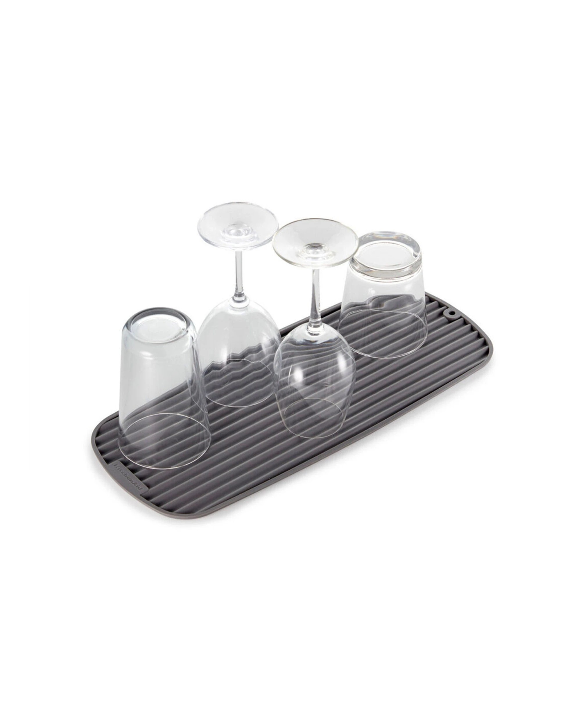 6 KitchenAid Plastic Dish Drying Mat Pad 2PK Slim Raised Ribbed Non-Slip - Grey, 6 of 6