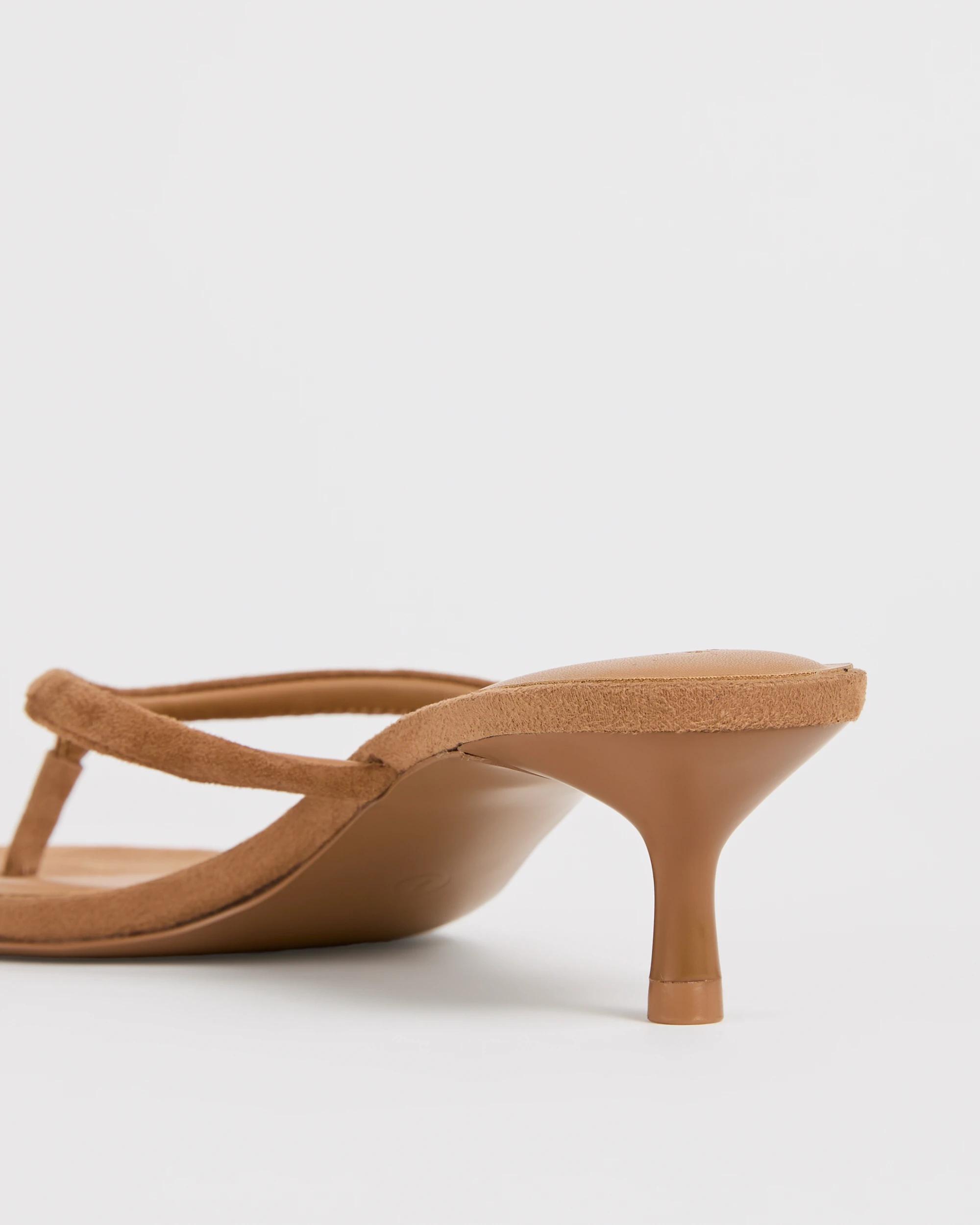 3 Target Woman Genuine Suede Leather Thong Heels TAN SUEDE, 3 of 3