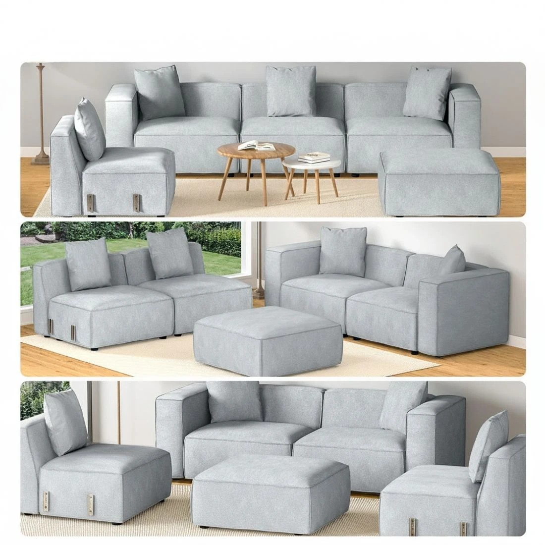 3 Artiss Modular Sofa Chaise Set 5-Seater - Grey, 3 of 5