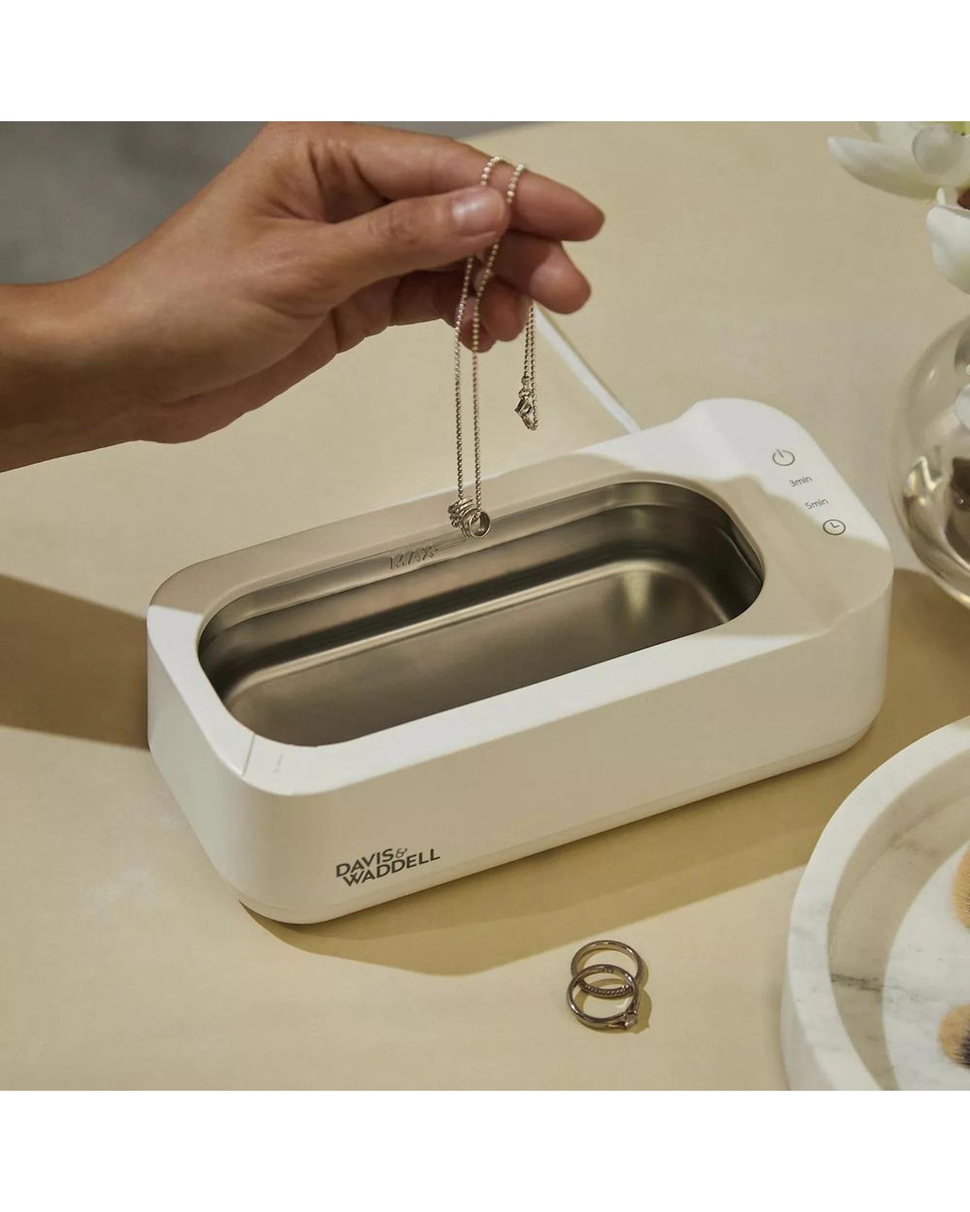 7 Davis & Waddell Electric Ultrasonic MultiPurpose Jewellery Cleaner 400ml  White - White, 7 of 9