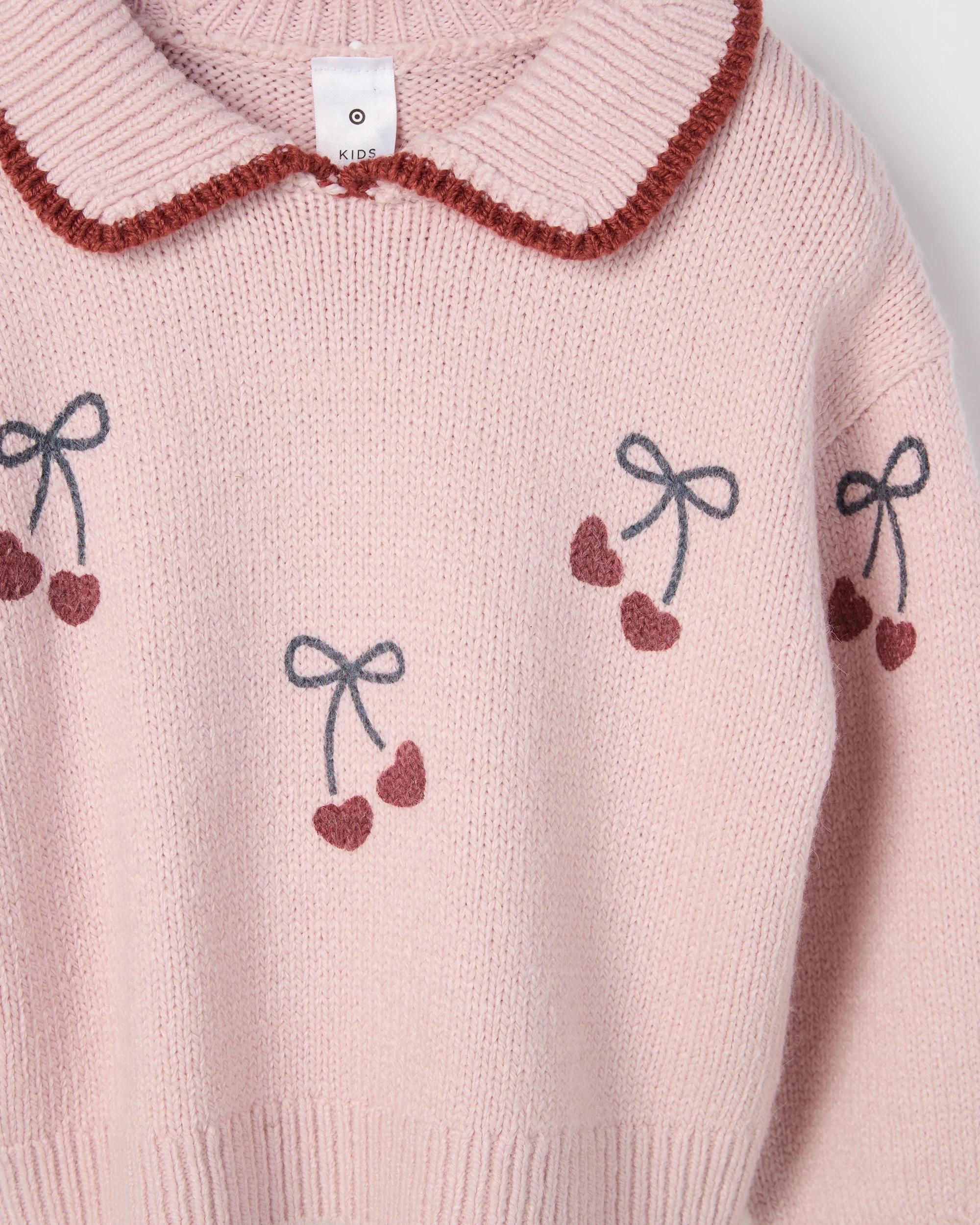 2 Target Kids Long Sleeve Knit Jumper CHERRY AOP PINK, 2 of 2