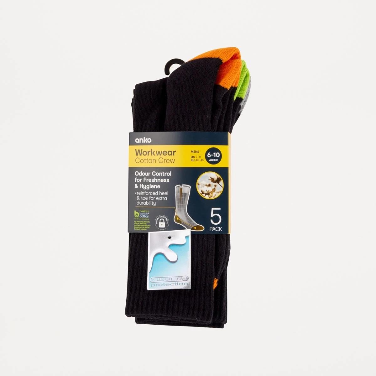 3 5 Pack Work Socks BLACK GREY HI VIS, 3 of 3