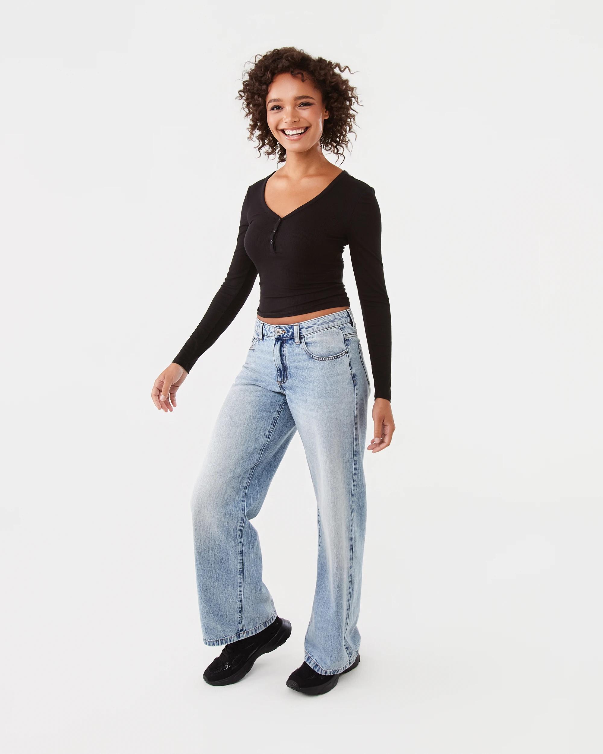 3 Long Sleeve Henley Top Black, 3 of 7