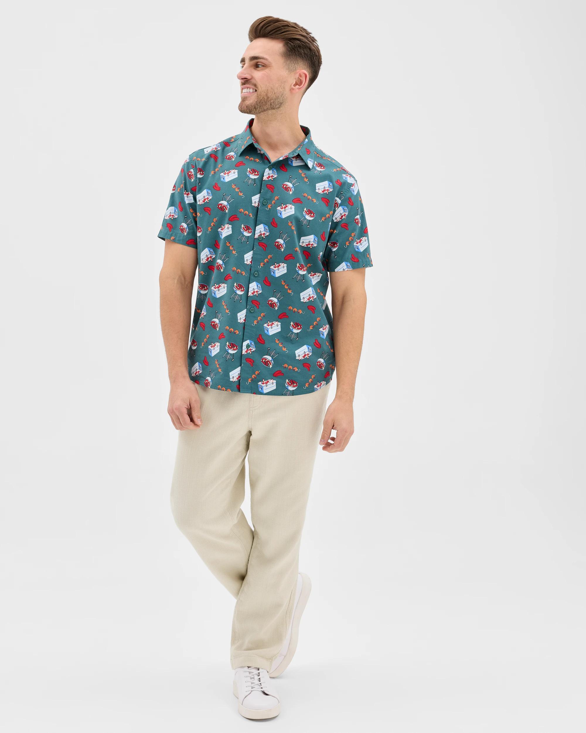 4 Target Man Australian Cotton Blend Summer BBQ Shirt HUNTER GREEN, 4 of 7