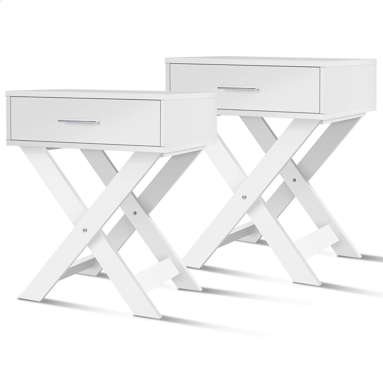 1 Alfordson 2x Bedside Table French Country Nightstand - White, 1 of 10