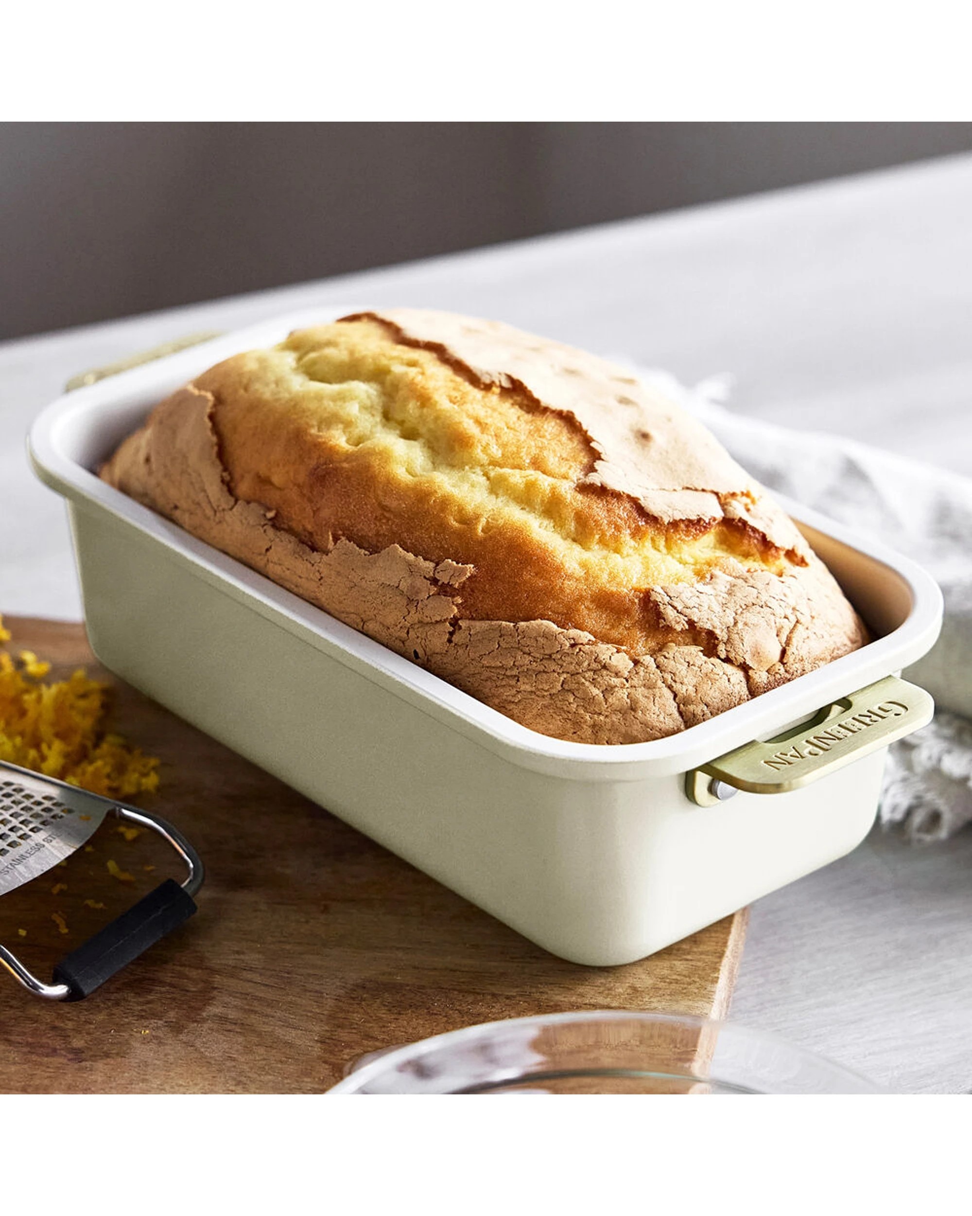 3 Greenpan Reserve Rectangular Loaf Baking Pan Ceramic Non-Stick Cream, 3 of 7