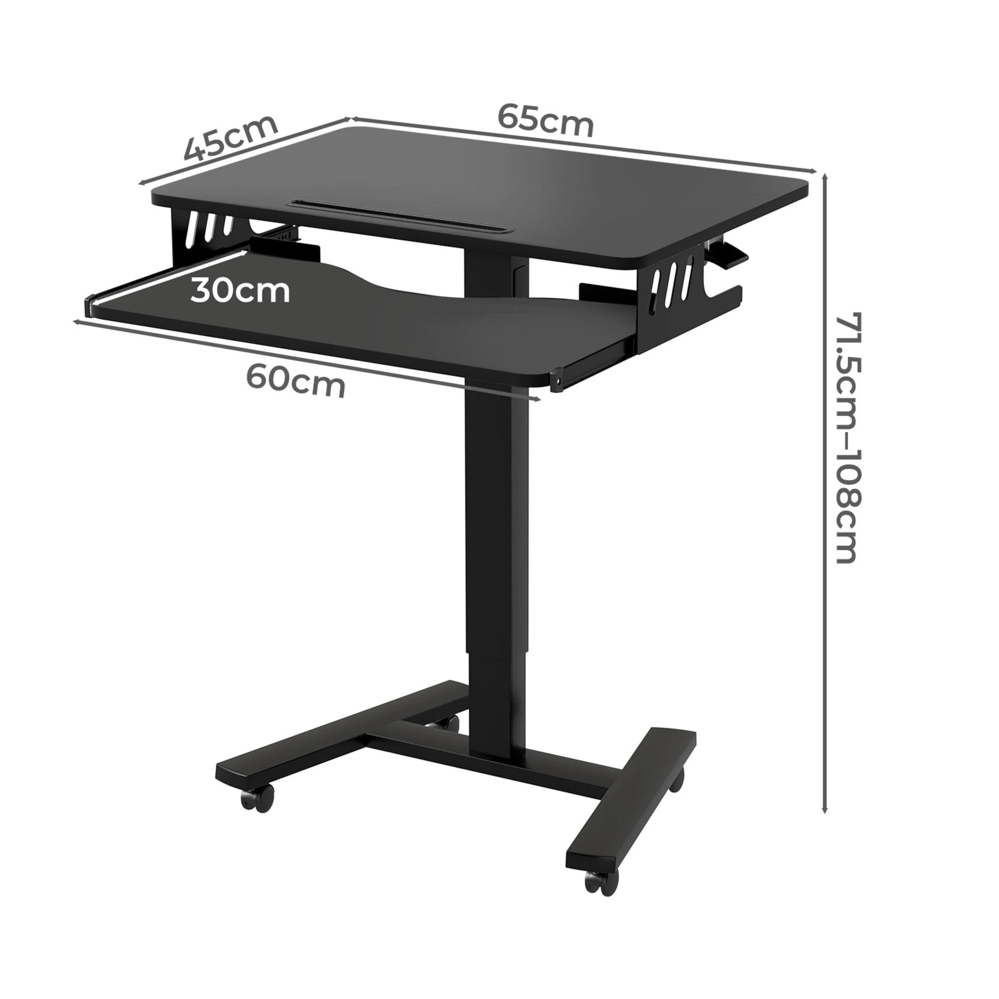 3 Levede Mobile Standing Desk - Black, 3 of 9
