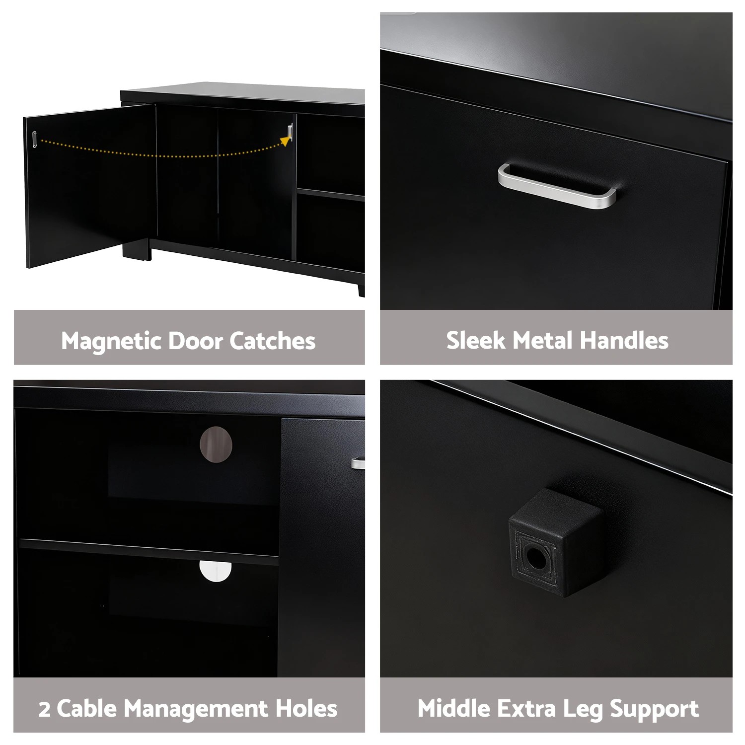 9 Artiss TV Cabinet Entertainment Unit 160cm  Maxi - Black, 9 of 9