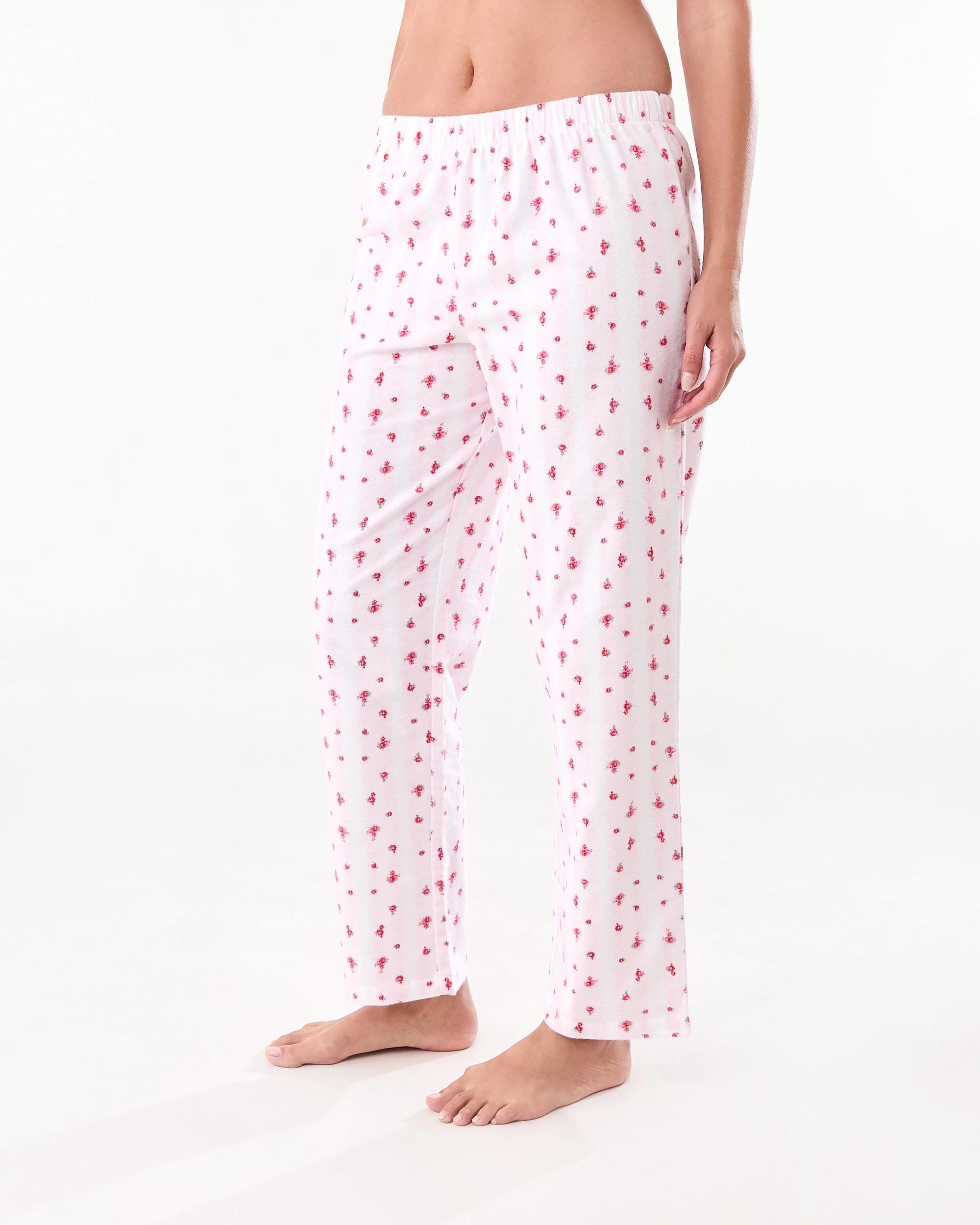 2 Cotton Printed Flannel Pants Rose Lace, 2 of 4