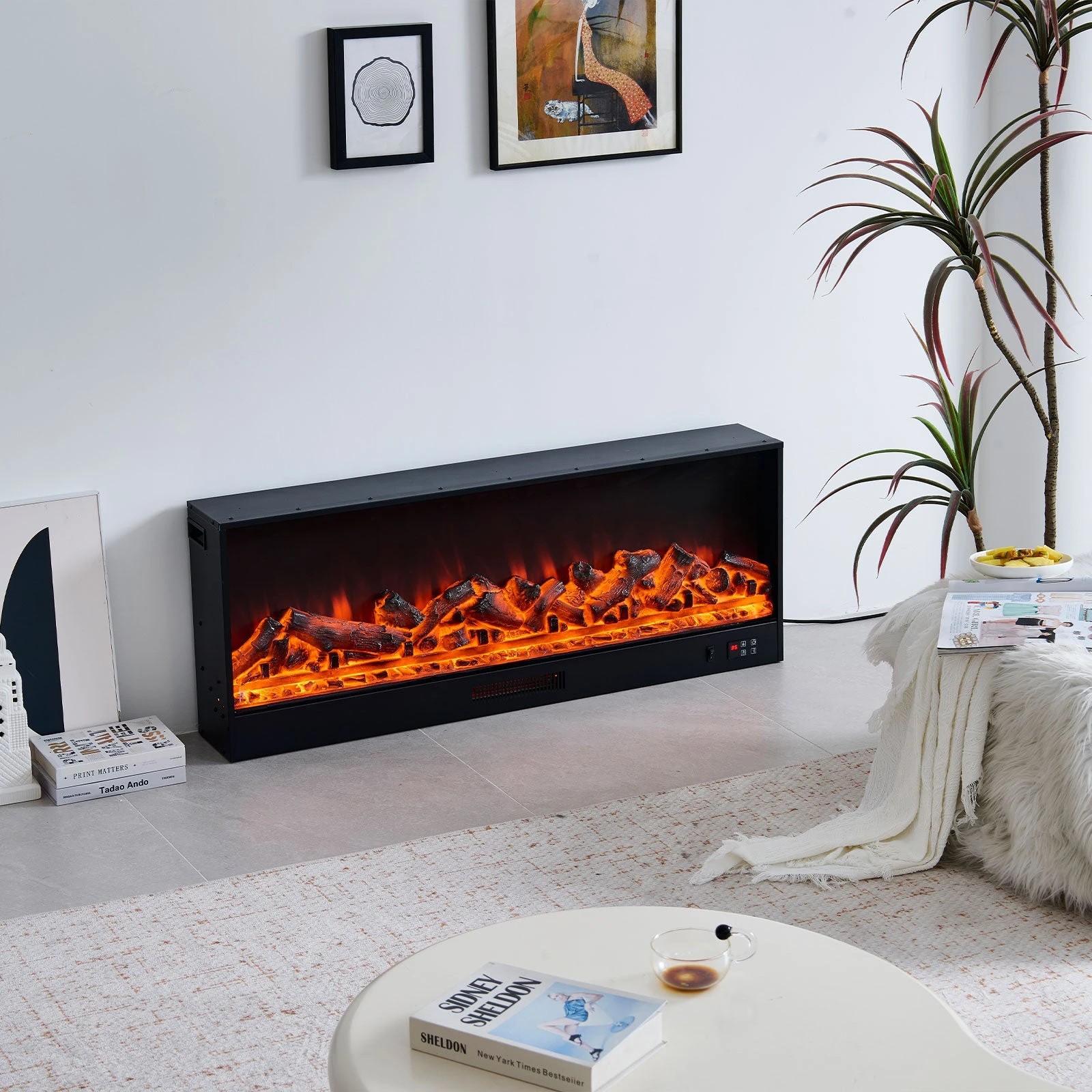 1 Moda Living Orion 50 inch Electric Fireplace Heater - Black, 1 of 1