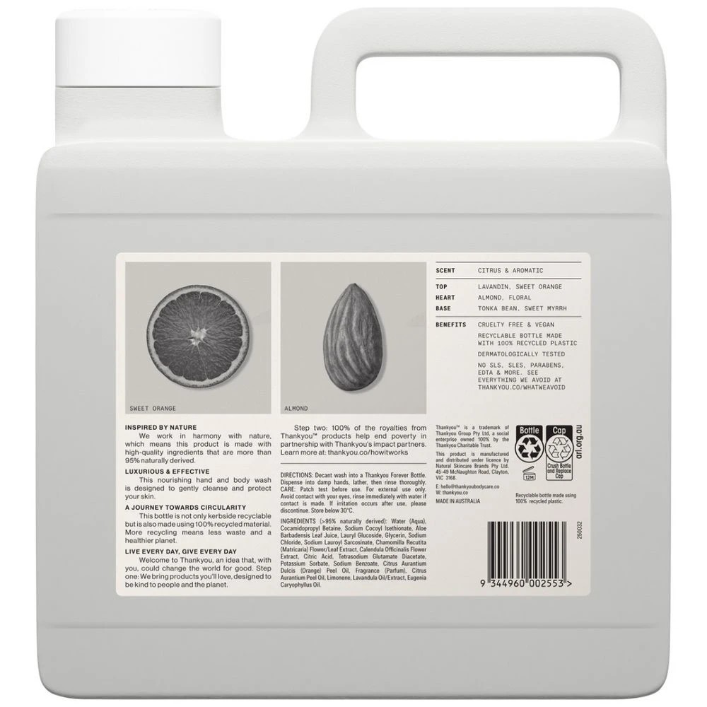 2 Thankyou Hand & Body Wash Sweet Orange & Almond Refill 3L, 2 of 3