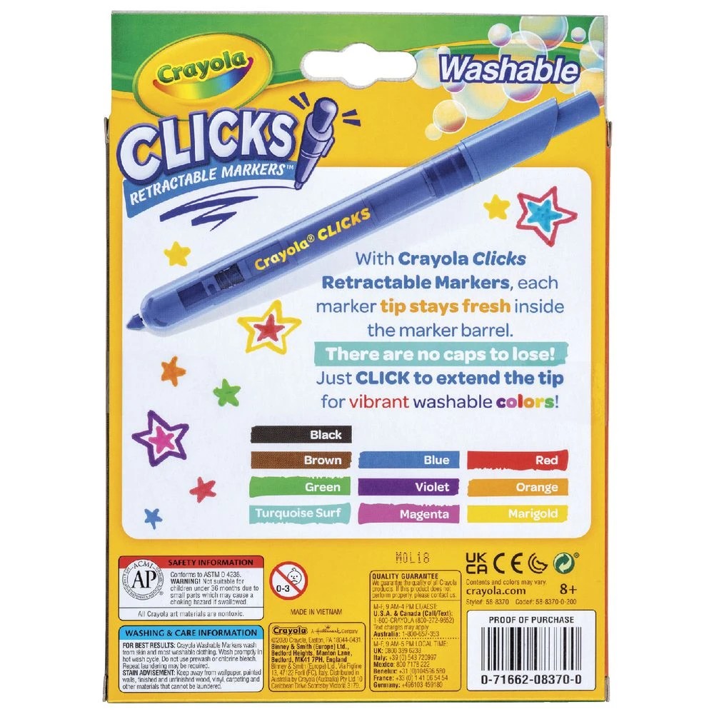 3 Crayola Clicks Washable Retractable Markers 10 Pack Assorted, 3 of 6