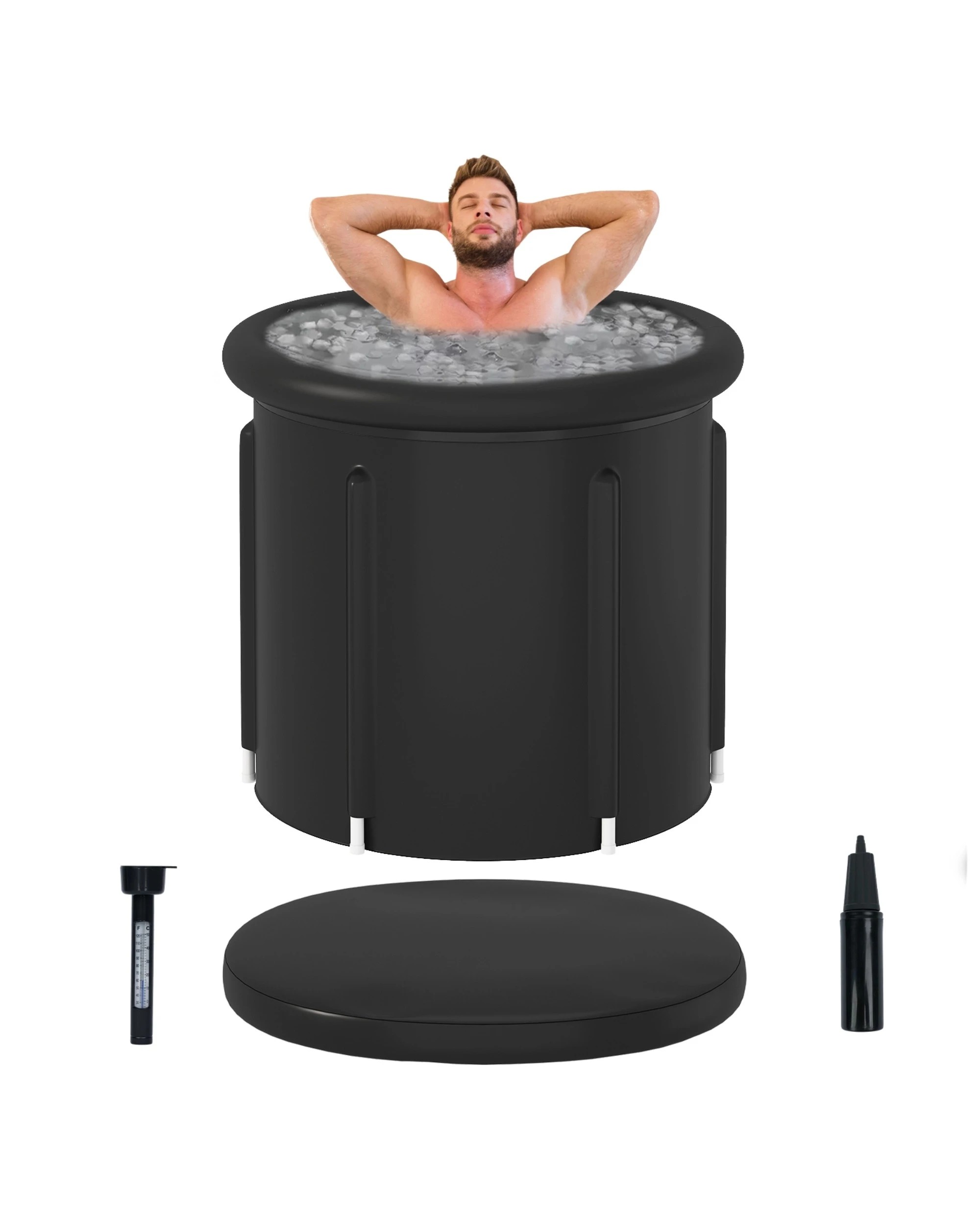 2 Advwin Portable Ice Bath Tub 80 x 75cm Multiple Layered 376L Foldable Cold Plunge Tub, 2 of 8