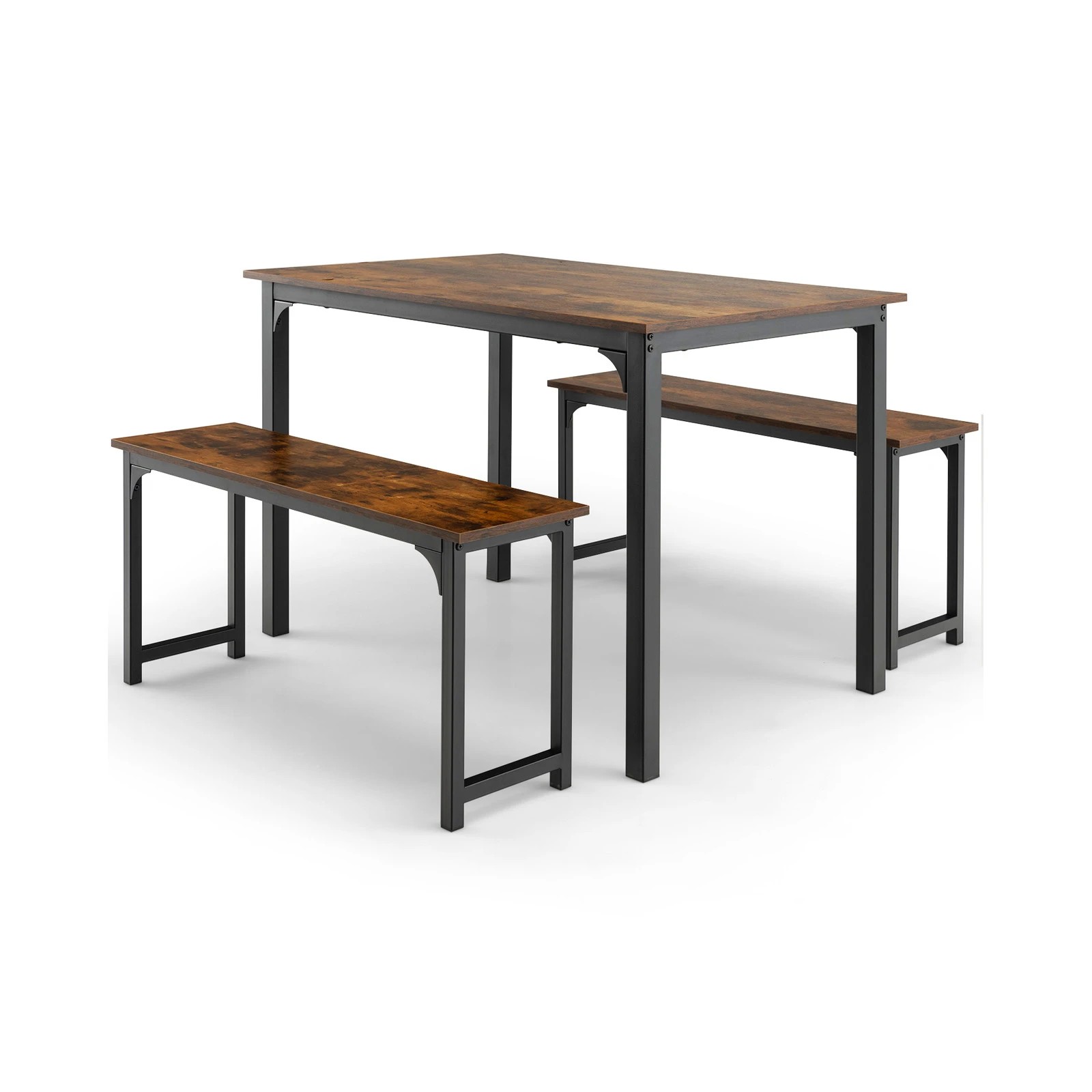 1 Costway 3PCS Wood Dining Table & Chairs Set Dining Furniture Set Steel Frame, 1 of 4