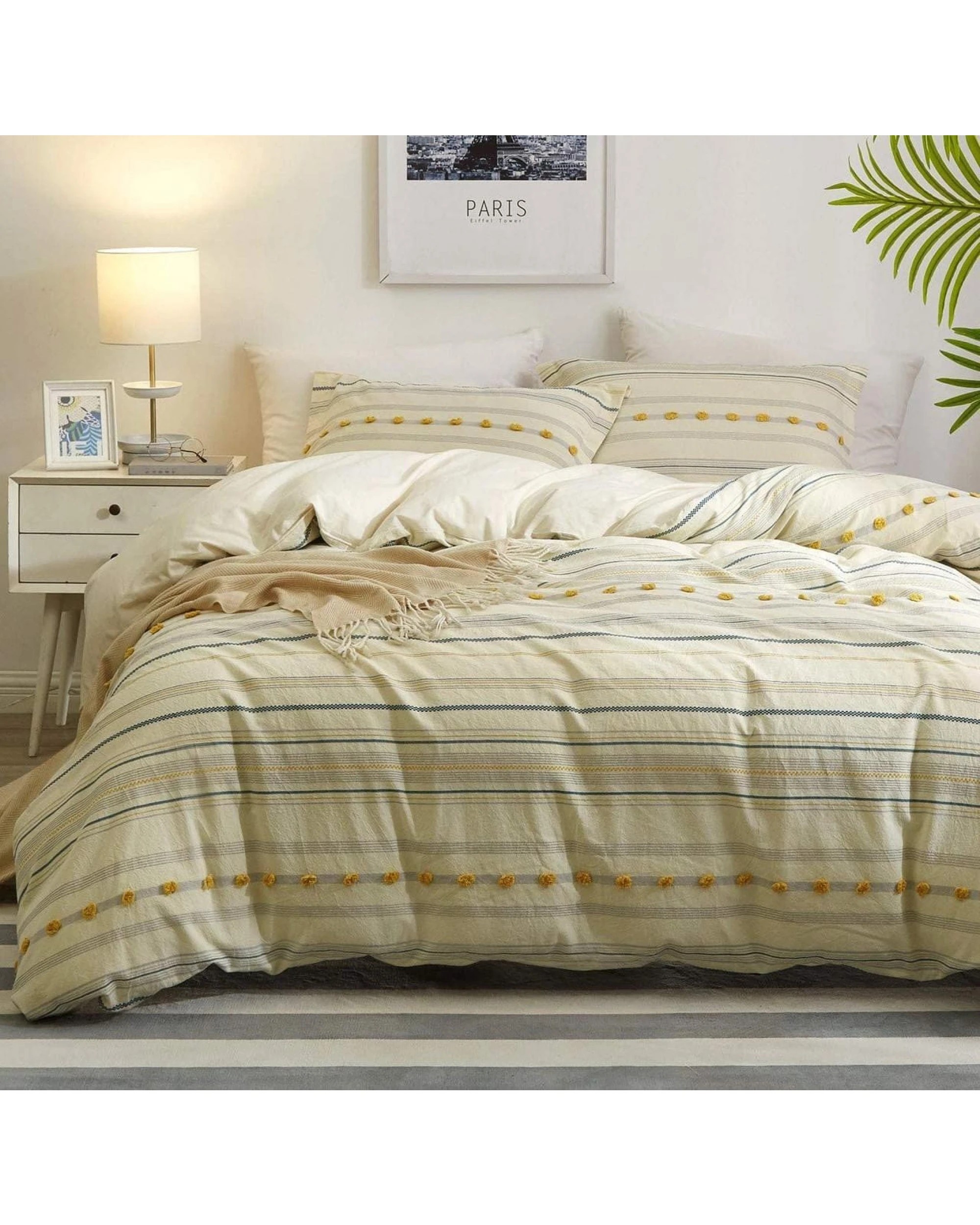 1 Bas Phillips Capri Cotton Quilt Cover Set - Queen Bed - Natural, 1 of 1