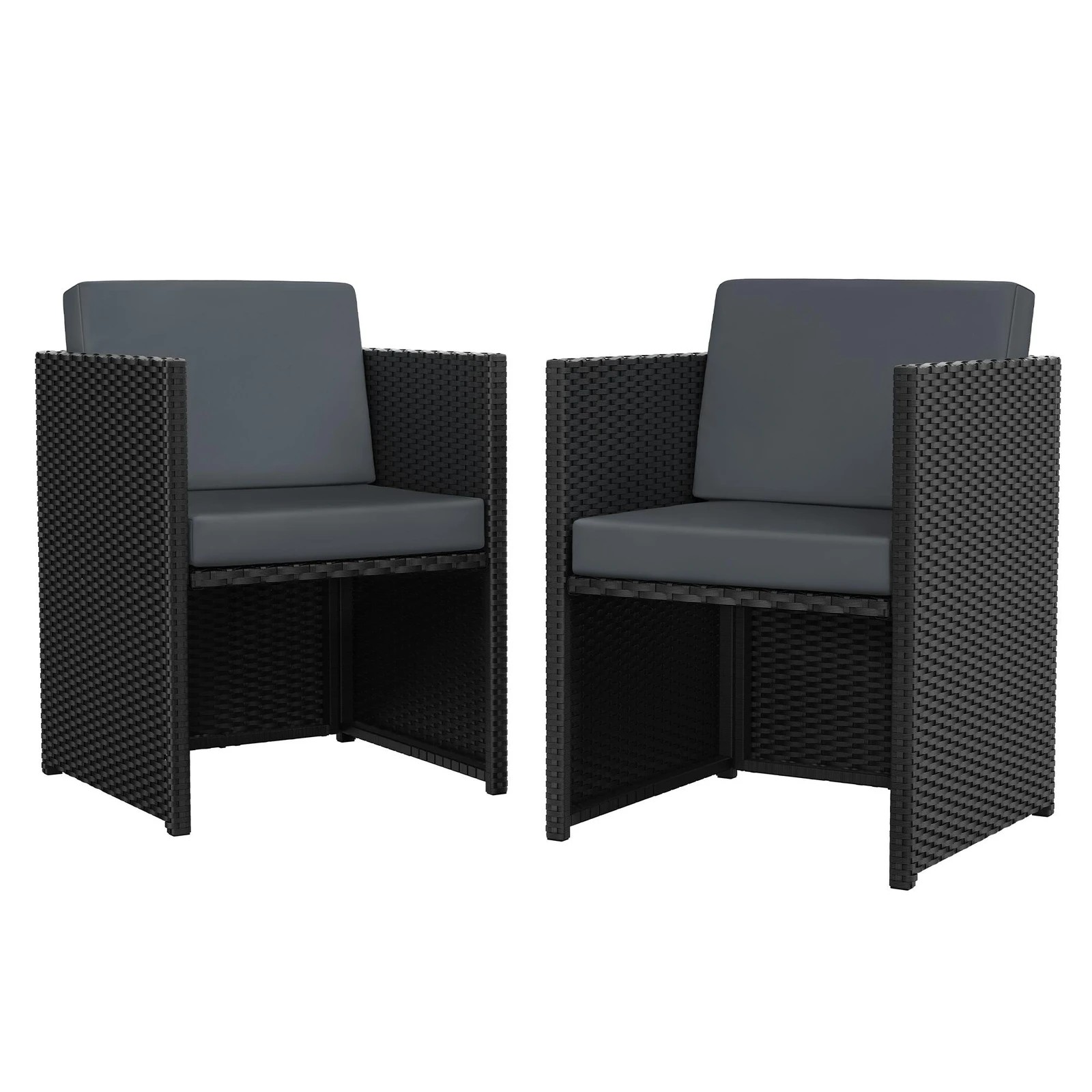 6 Alfordson 2x Outdoor Dining Chairs Patio Garden Lounge Chair Wicker Furniture - Black, 6 of 7