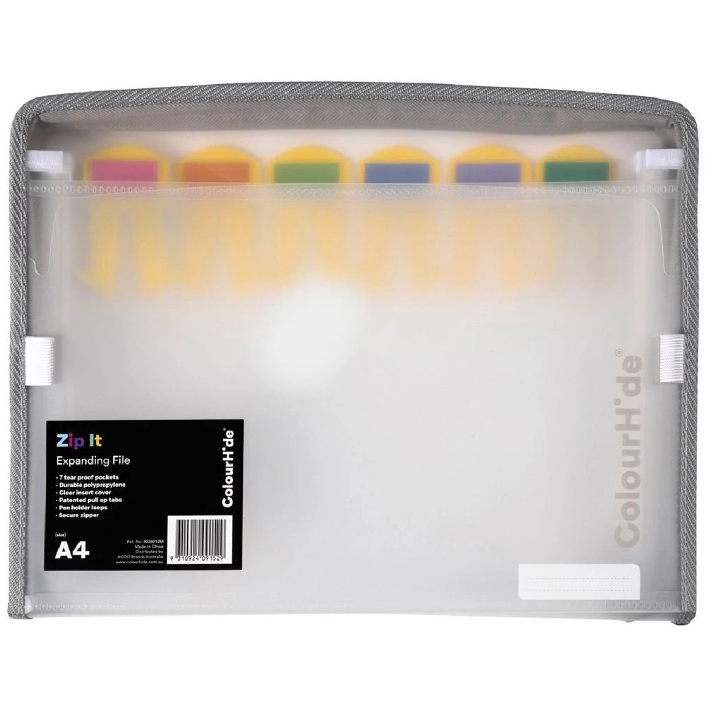 1 ColourHide A4 Zip It Expanding File Clear, 1 of 3