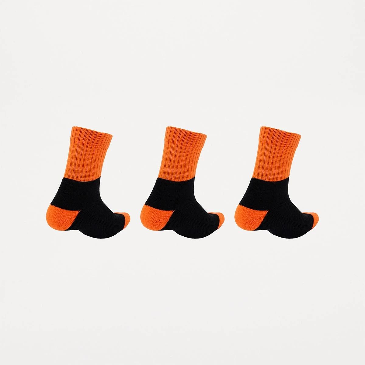 2 3 Pack Quarter Crew Work Socks BLACK ORANGE TOP, 2 of 3