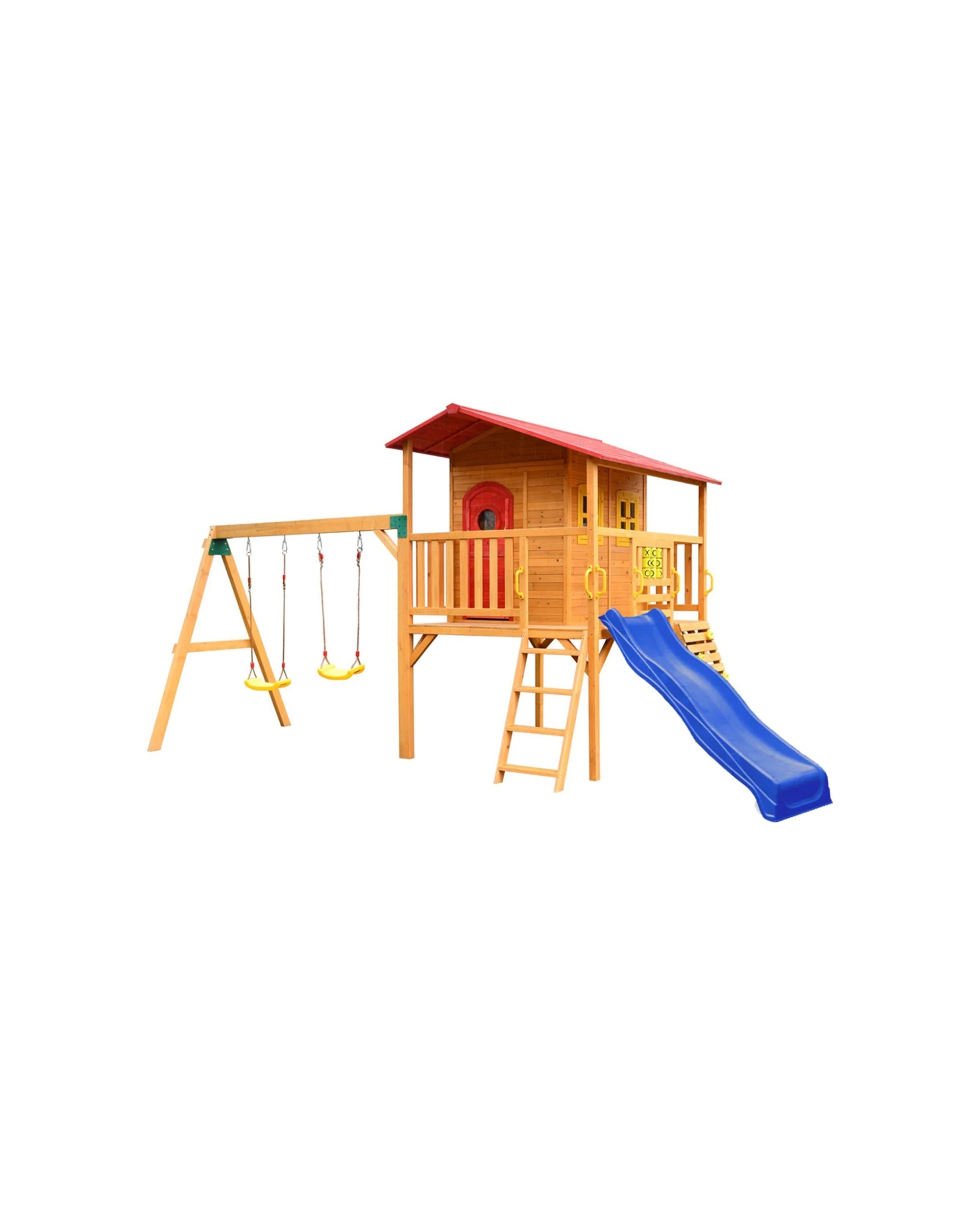 1 KIDZSHACK Sweet Shack Cubby House With Swingset Slide - Blue, 1 of 1