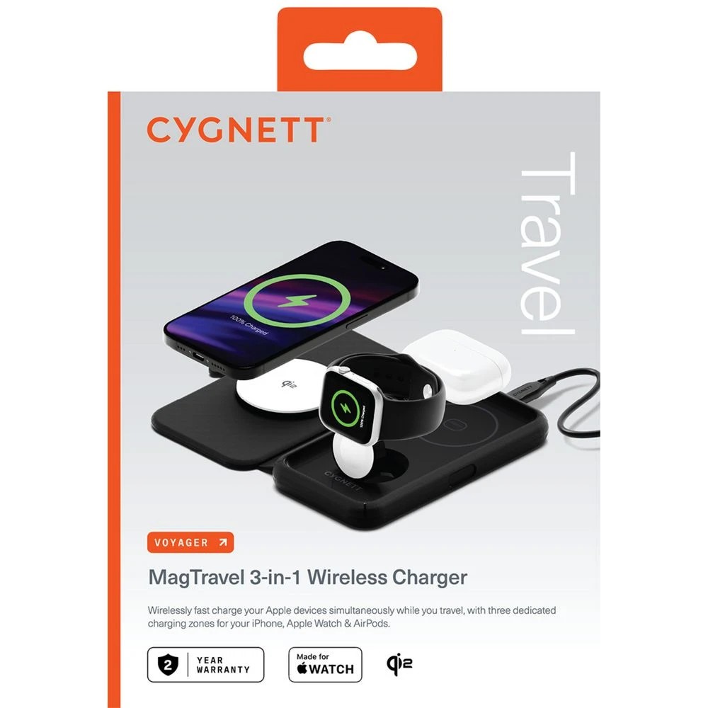 8 Cygnett MagTravel 3-in-1 Wireless Charger Black, 8 of 8