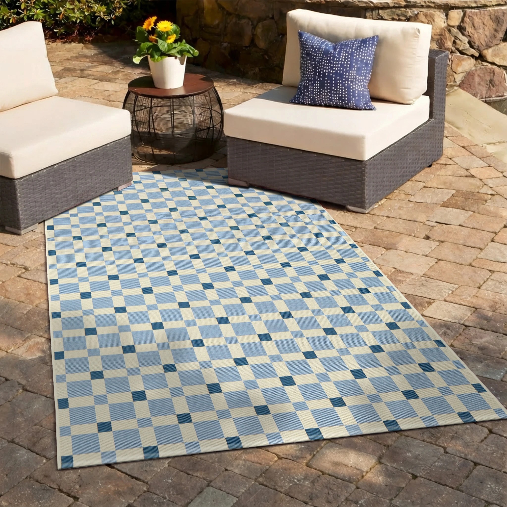 1 Common Ground Rugs Horizon Tito 320x240cm - Extra Large Outdoor Rug - Blue, 1 of 7
