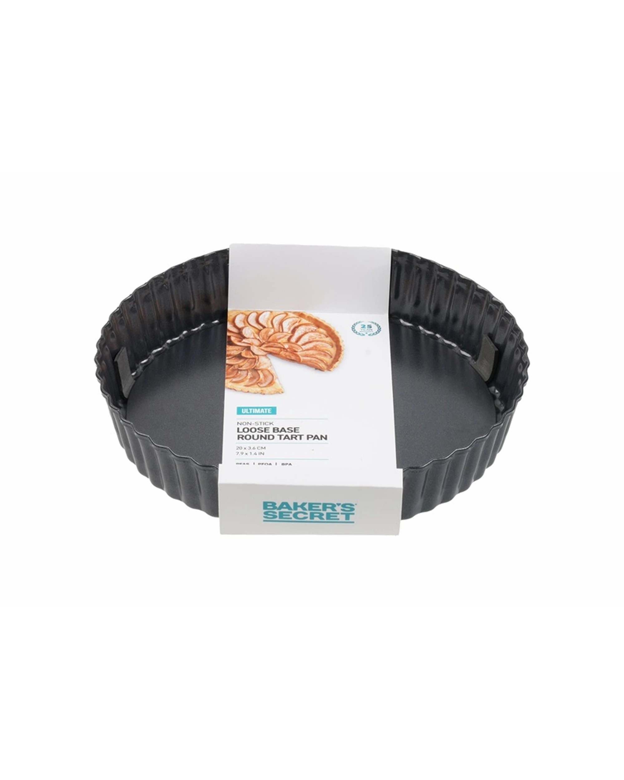 5 Bakers Secret Ultimate Non-Stick Loose Base Round Tart Quiche Pan 20cm - Black, 5 of 5