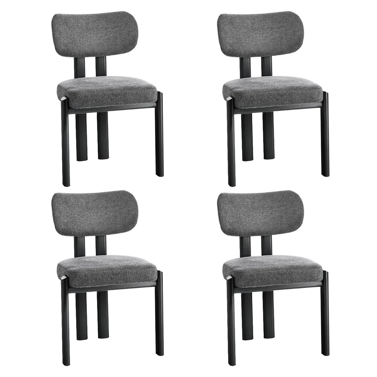 1 Oikiture Set of 4 Dining Chairs Linen Fabric Kitchen Chair Padded Seat - Multi - Multi, 1 of 9