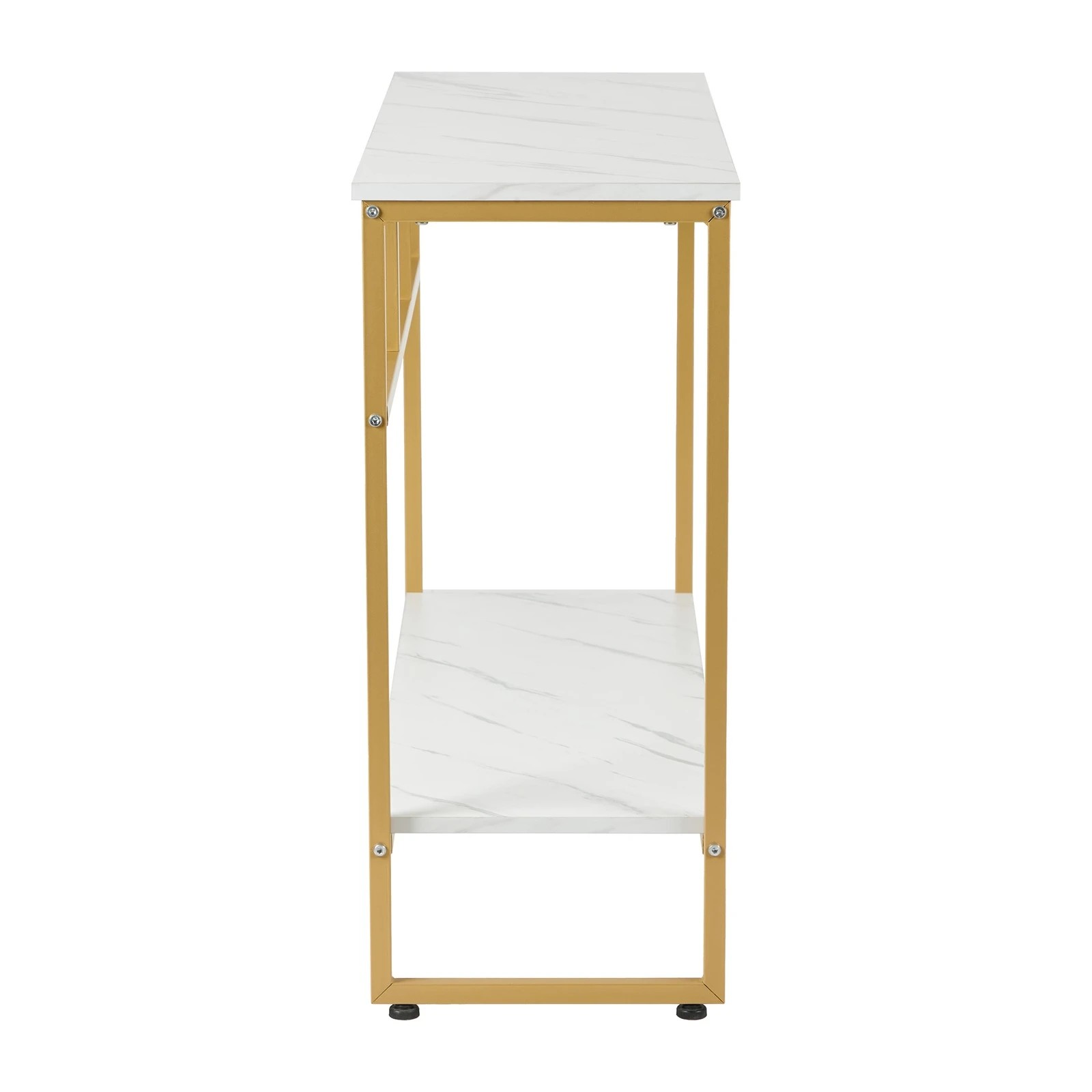 7 Oikiture Console Table Hallway Marble Effect Metal Entry Table Display - Gold, 7 of 9