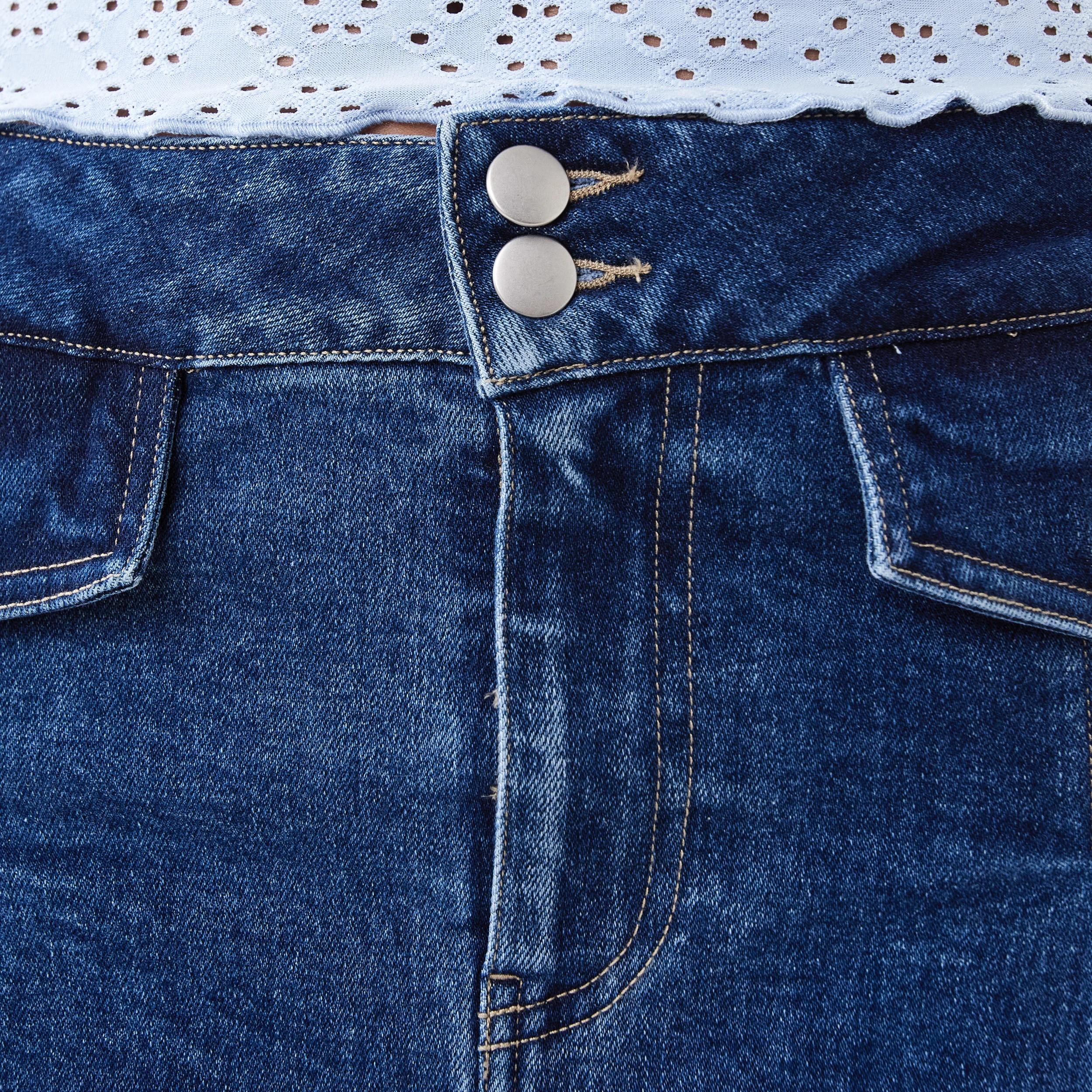 5 Denim Pleated Mini Skirt Mid Wash, 5 of 8
