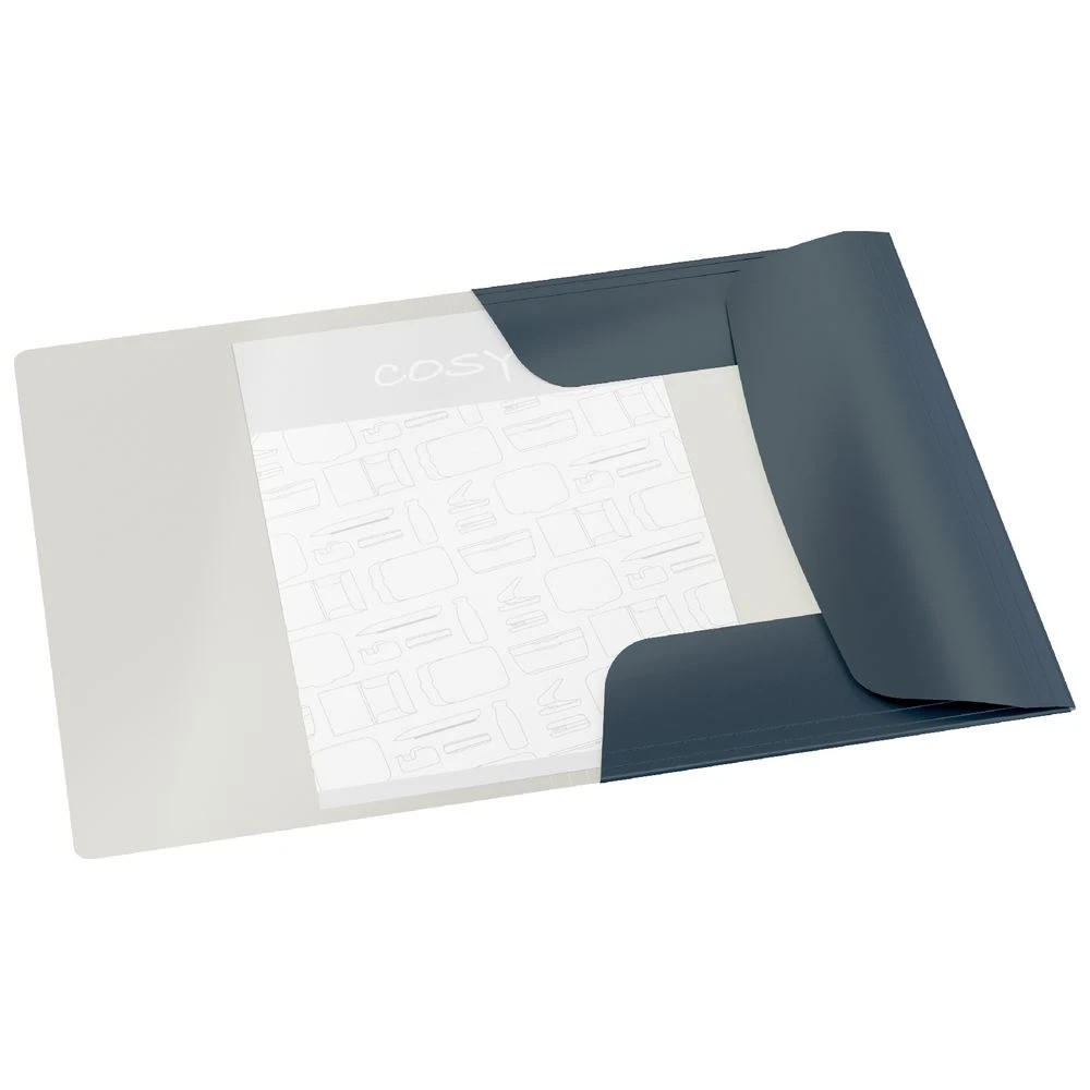 2 Leitz Cosy A4 3-Flap Folder Grey, 2 of 3