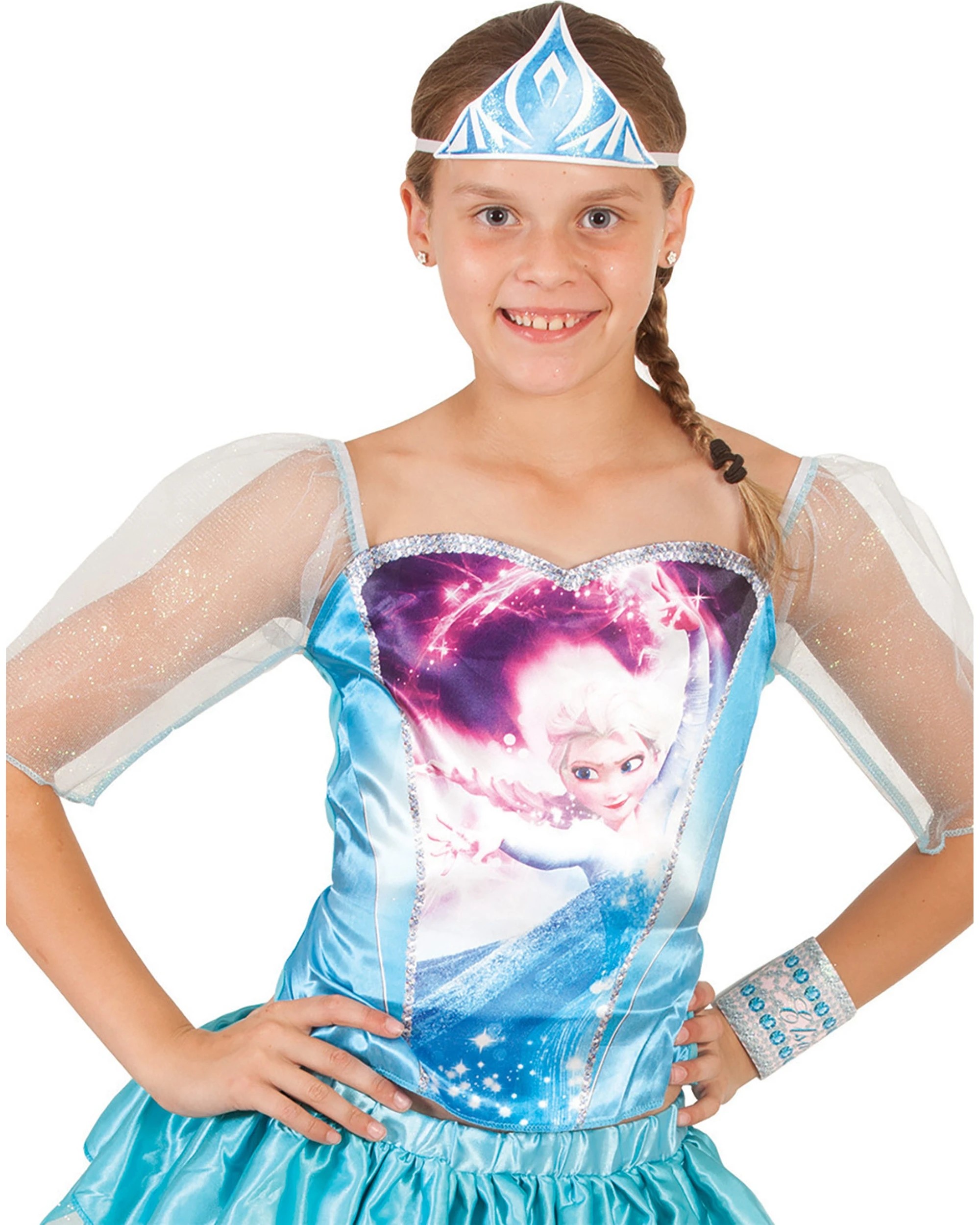1 Disney Elsa Princess Frozen Kids Girls Top Size L - Blue, 1 of 3