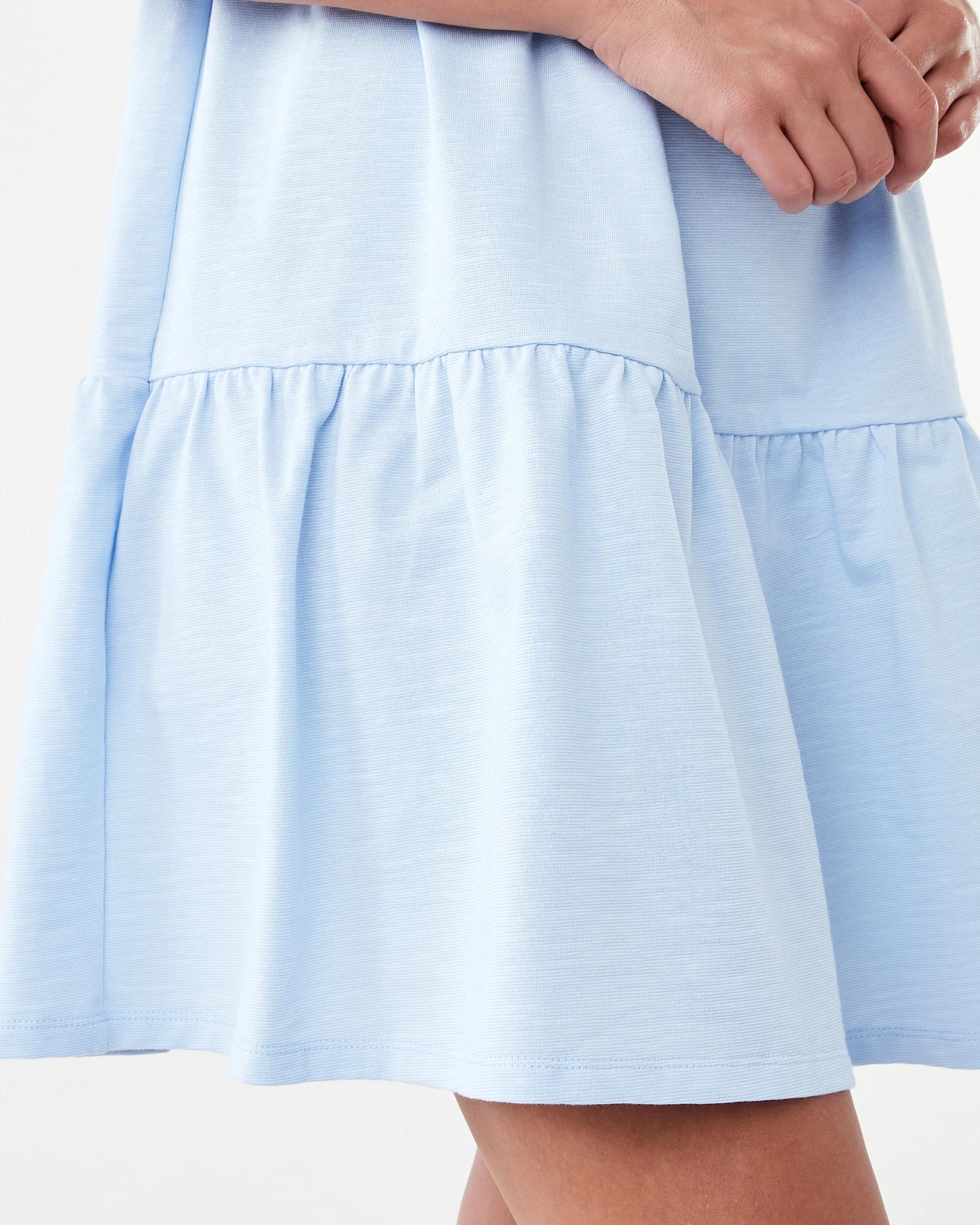 7 Short Sleeve Frill Tiered Jersey Mini Dress Powd Blue, 7 of 8