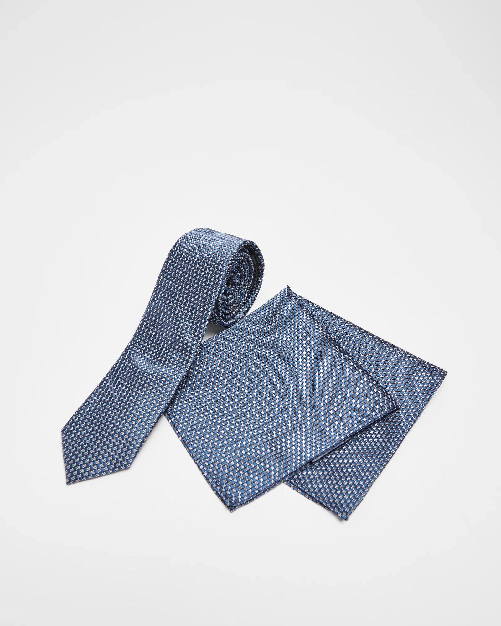 1 Target Tie and Pocket Square Set BLUE/SILVER CHECK, 1 of 2