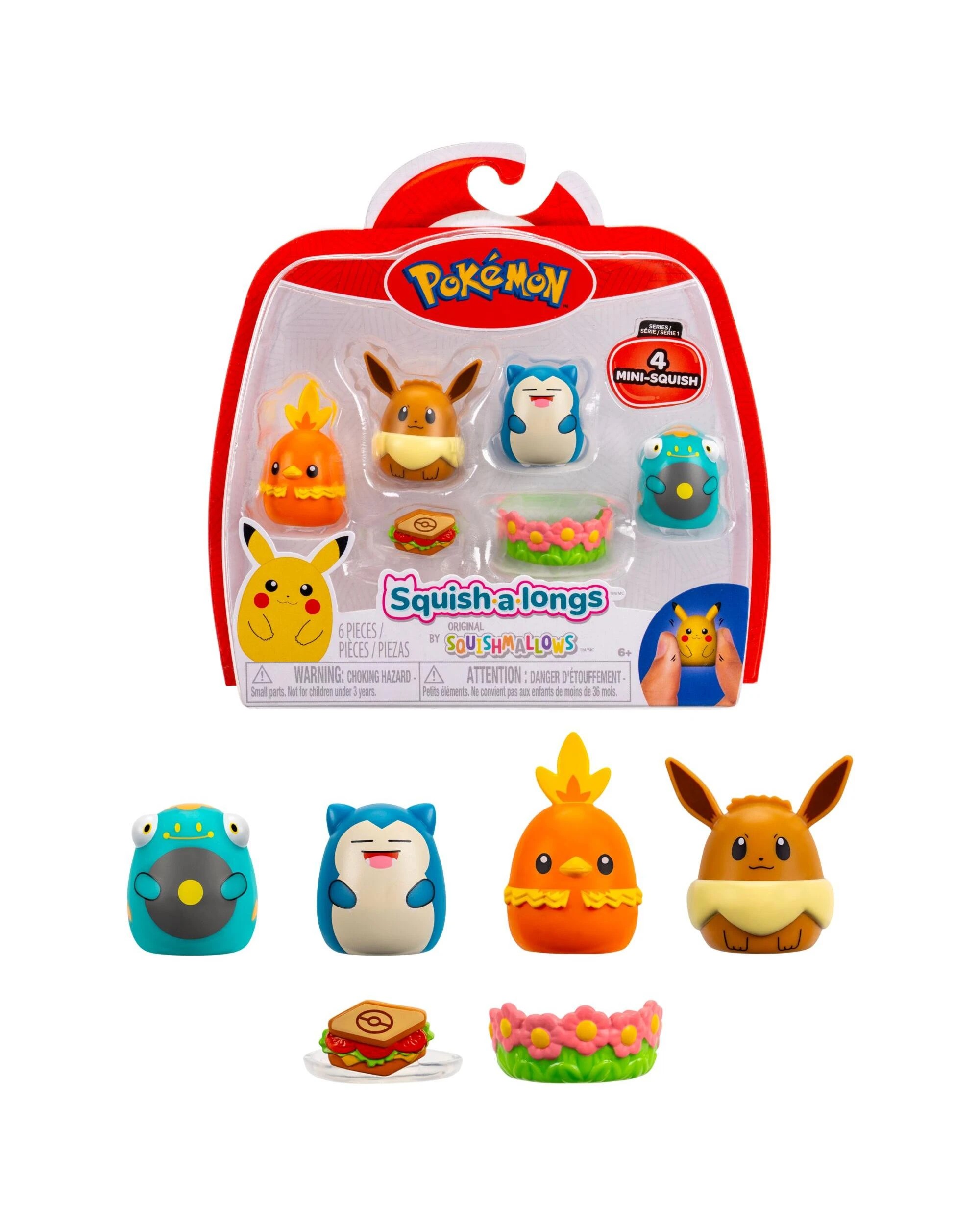 1 Squishmallows Squish-a-Longs Pokemon Eevee 4 Pack, 1 of 9