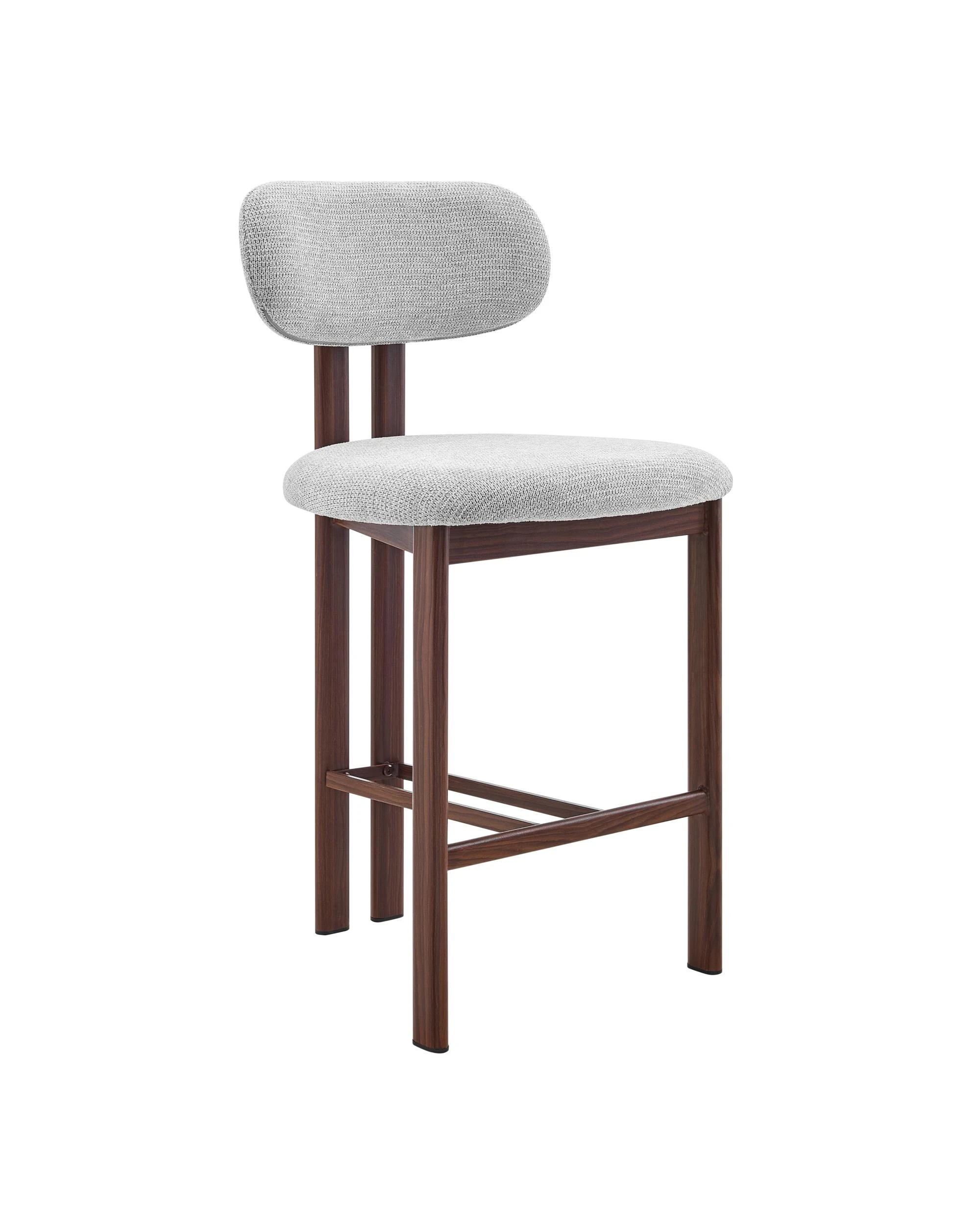 3 Kodu Dining Stools Pair (Set of Two) Grey and Walnut, 3 of 9