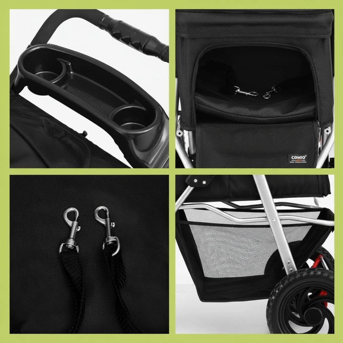 7 i.Pet Pet Stroller Dog Pram Large Cat Carrier Travel 3 Wheels Foldable Pushchair - Black, 7 of 7