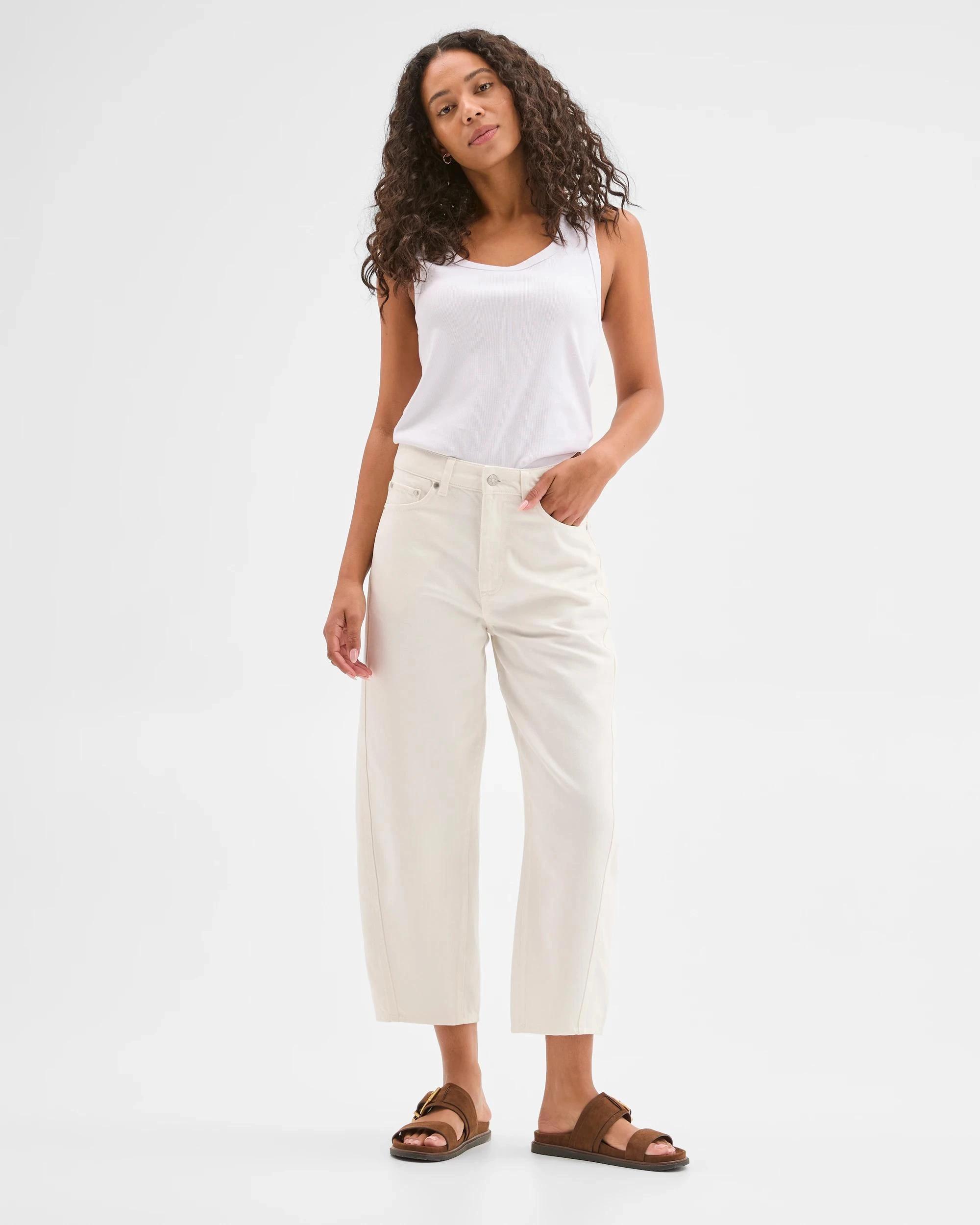 1 Target Denim Harper Barrel Forward Seam Jeans WHITE, 1 of 7