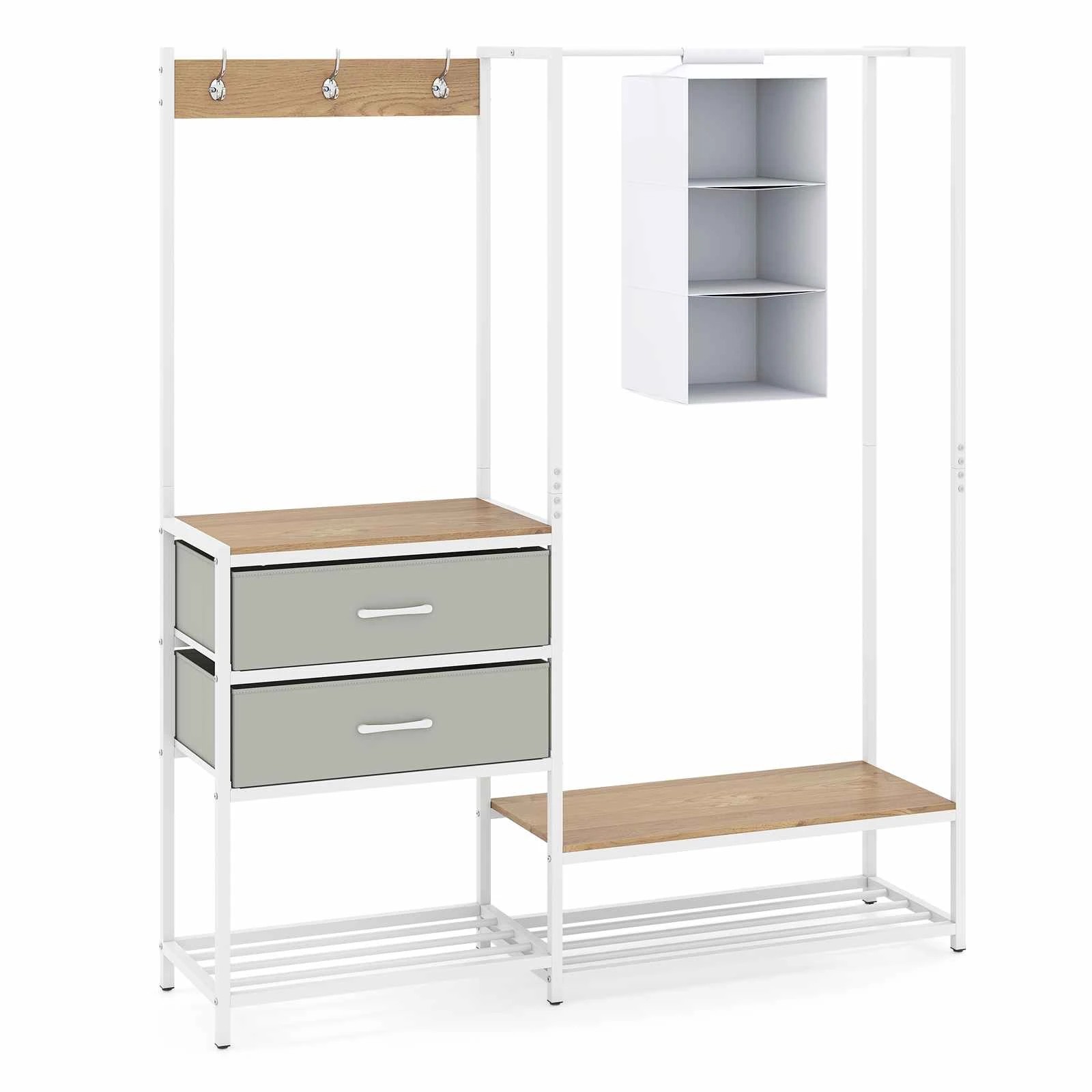 1 Costway Garment Rack Coat Stand Closet Organizer Wardrobe System w/Drawers, 1 of 1