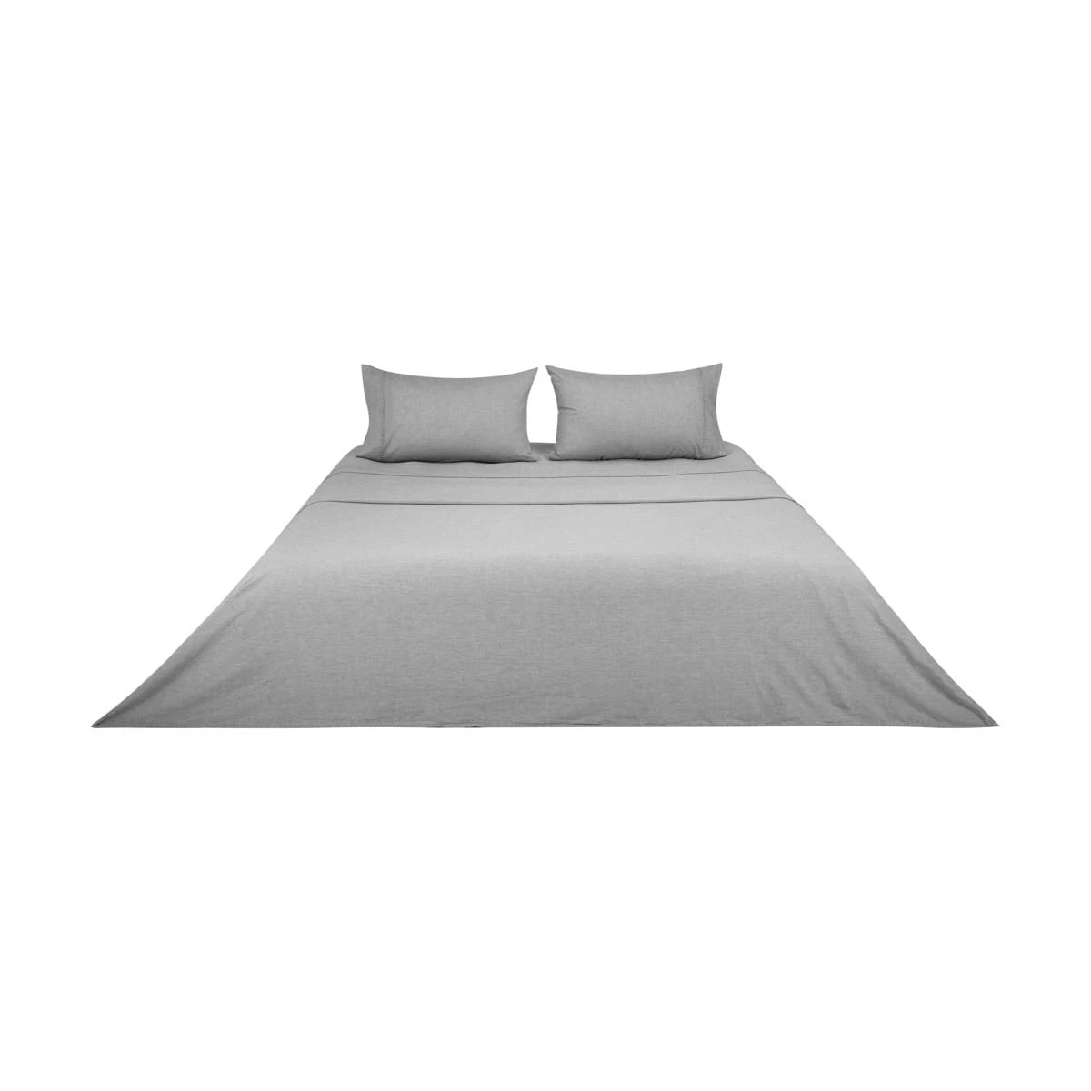6 Stonewashed Chambray Cotton Sheet Set - King Bed, Grey, 6 of 7