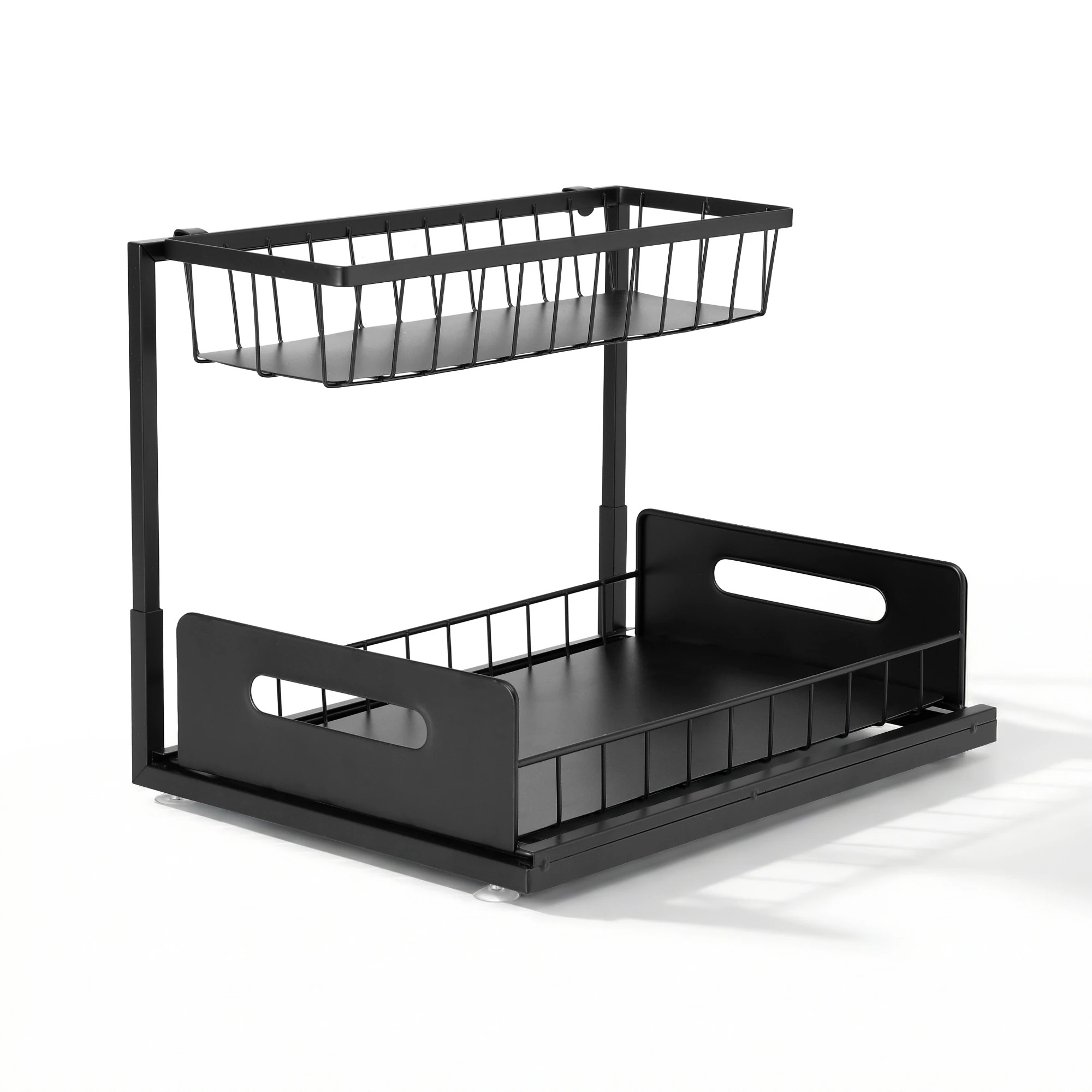 3 Artiss Under Sink Organizer Storage L Shape 1 Pull Out Drawers Kitchen Cabinet Shelf - Black, 3 of 3