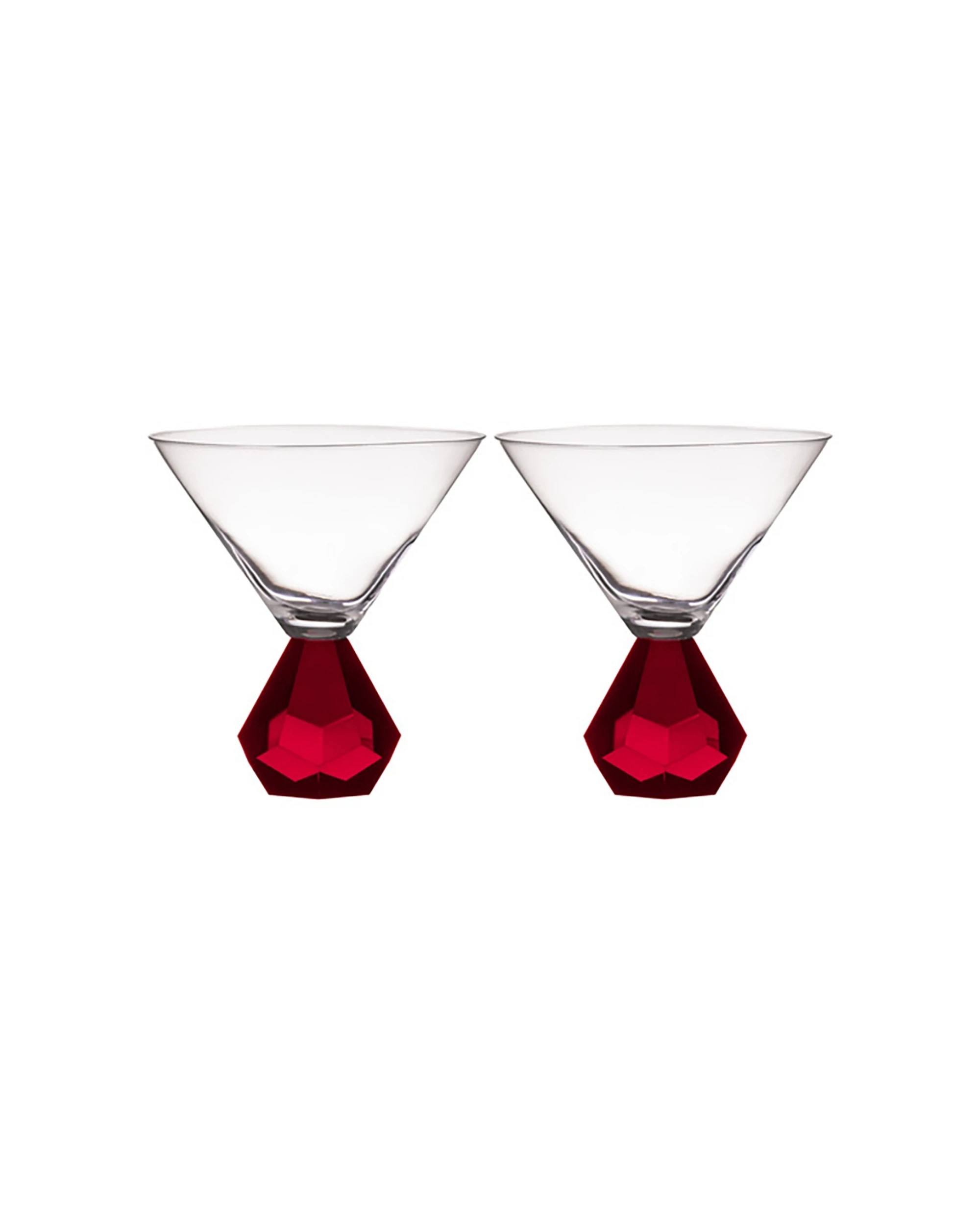 1 Ladelle 2PK Zhara Martini Glass Cocktail Set 200ml Ruby - Red, 1 of 3