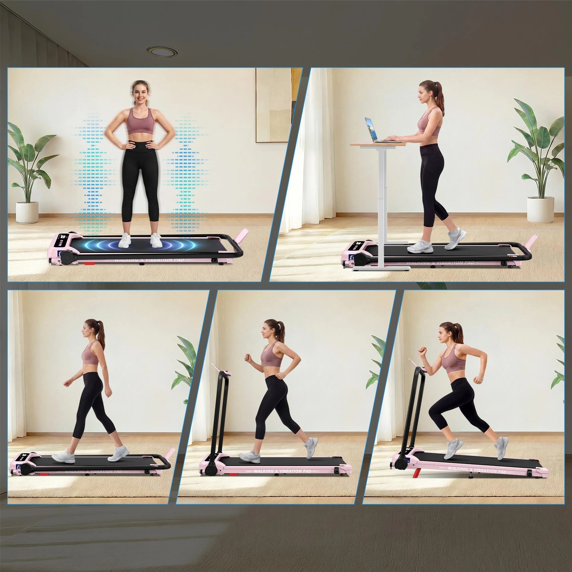 9 Black Lord Treadmill 4-in-1 Walking Vibration Pad Incline Home Gym Foldable - Pink, 9 of 9