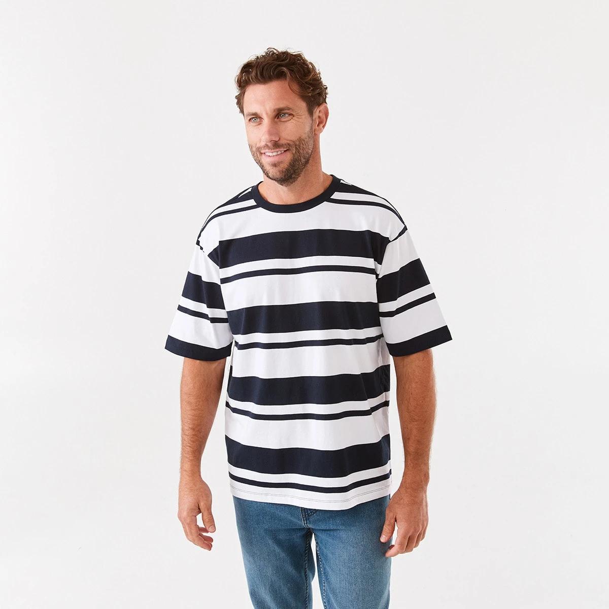 1 Oversized Striped T-Shirt Nvy Strp, 1 of 6