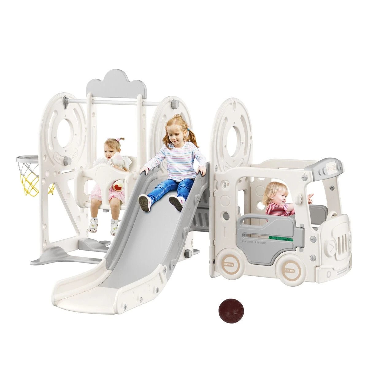 3 Kidbot 5 in 1 Slide Swing Set Kids Ladder Climber Steps Bus, 3 of 3