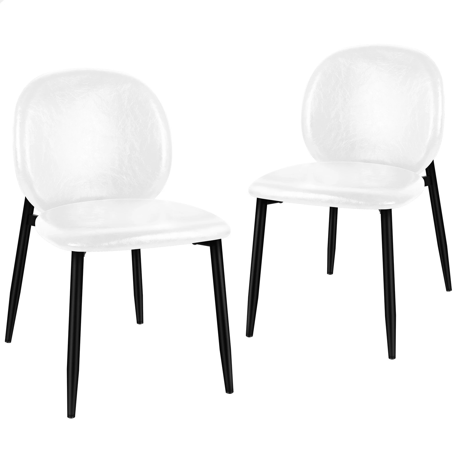 1 Alfordson 2x Dining Chairs Accent Kitchen Lounge Curved Back PU Leather - White, 1 of 10