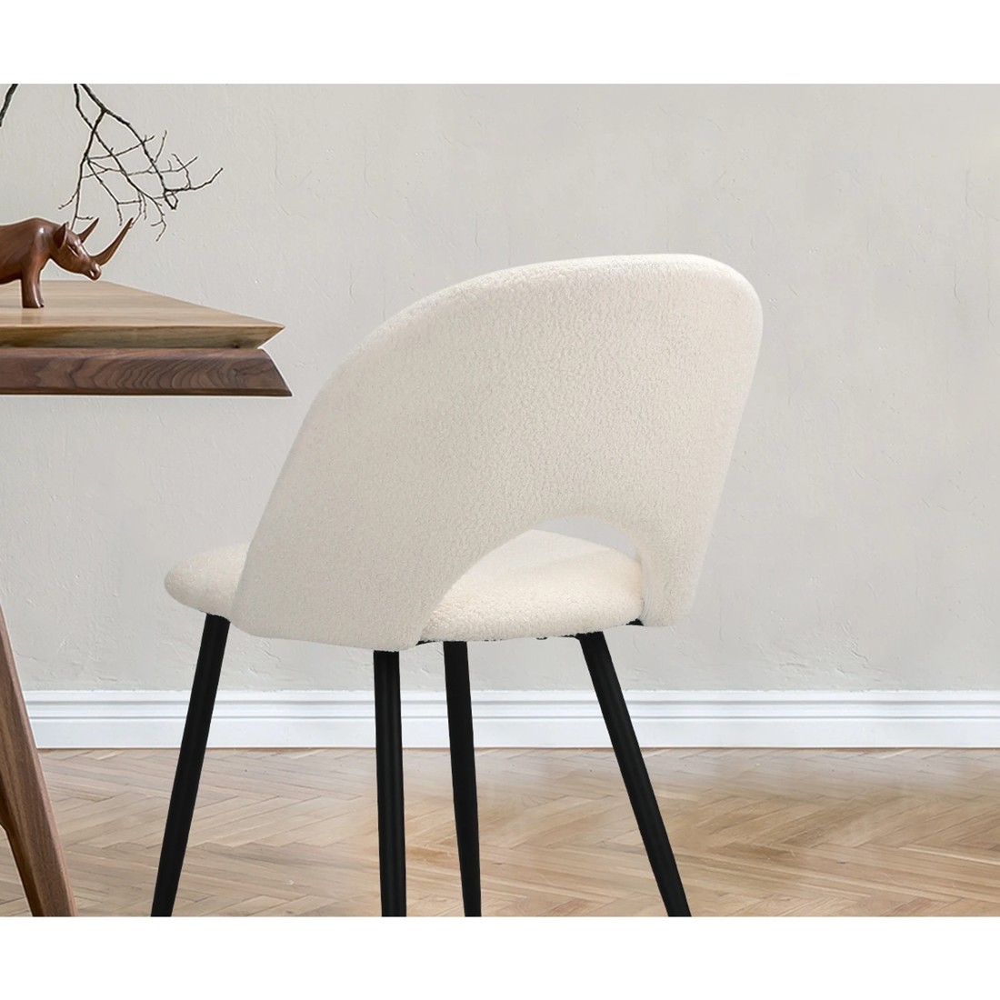 4 Oikiture 4PCS Dining Chairs Accent Chair Armchair Sherpa - White, 4 of 9