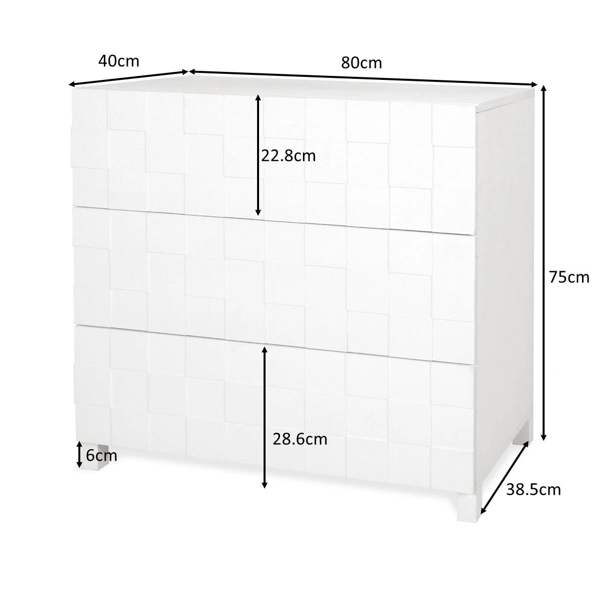 9 Chase Check 3 Drawer Chest - White, 9 of 9