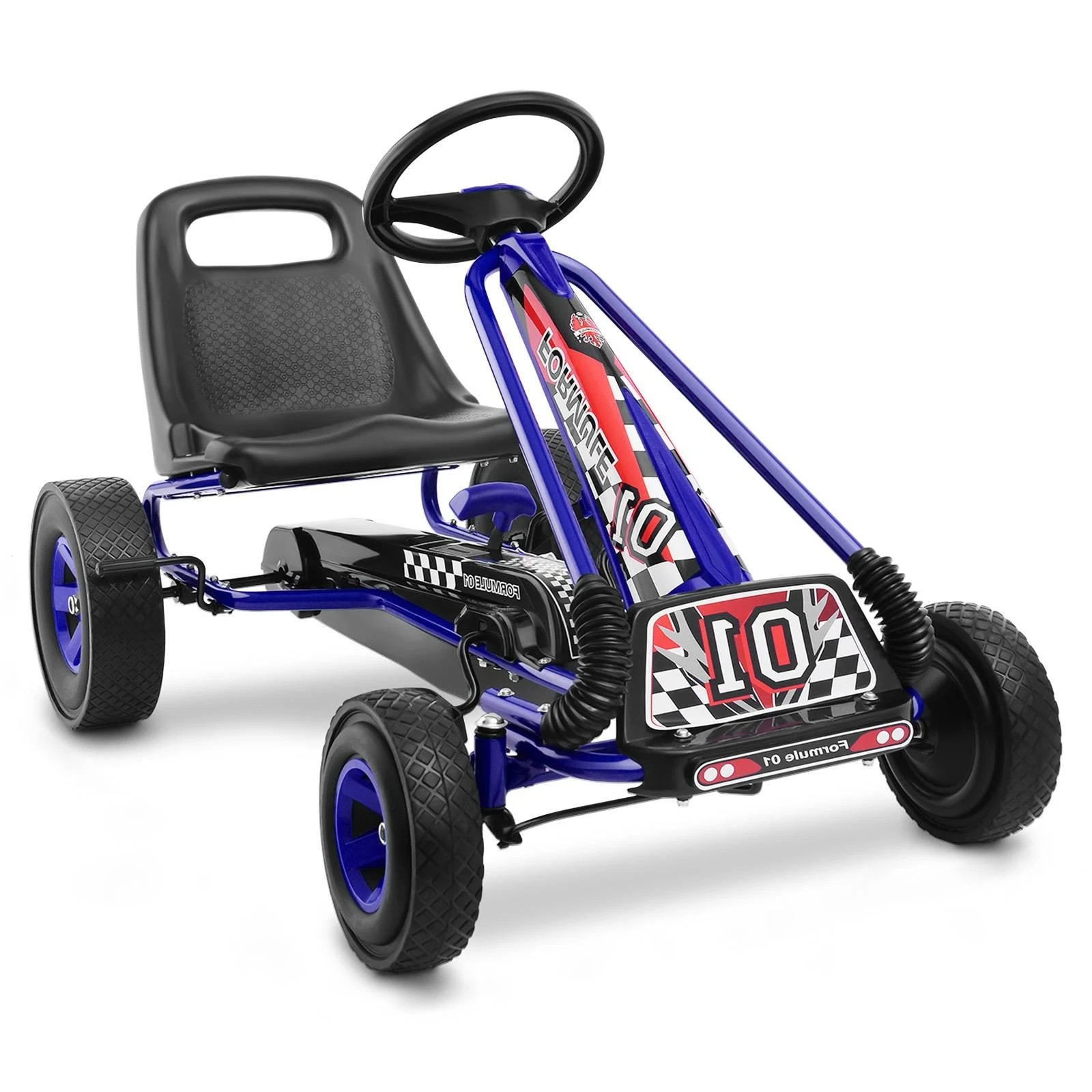 1 Costway Pedal Go Kart 4 Wheel Ride On Toys Racer Pedal Car - Blue, 1 of 1